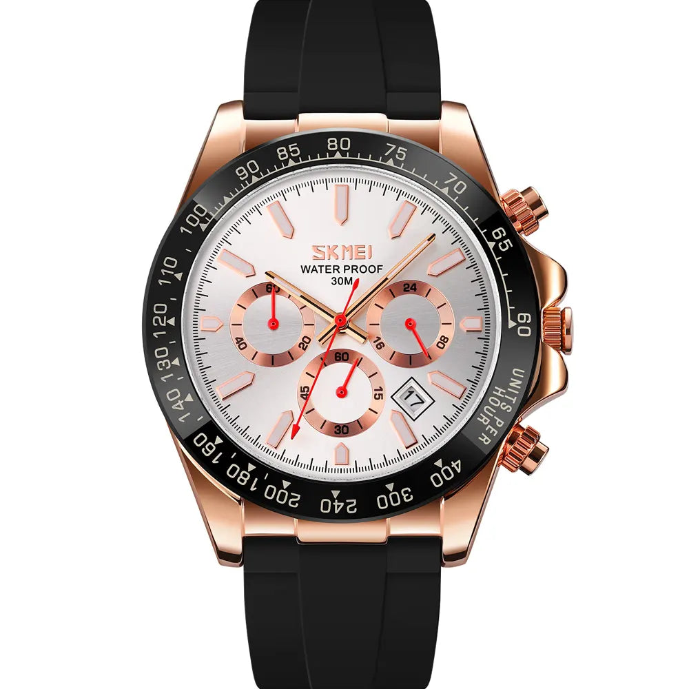 Skmei 9275 Quartz Date Working Water Proof Rose Gold