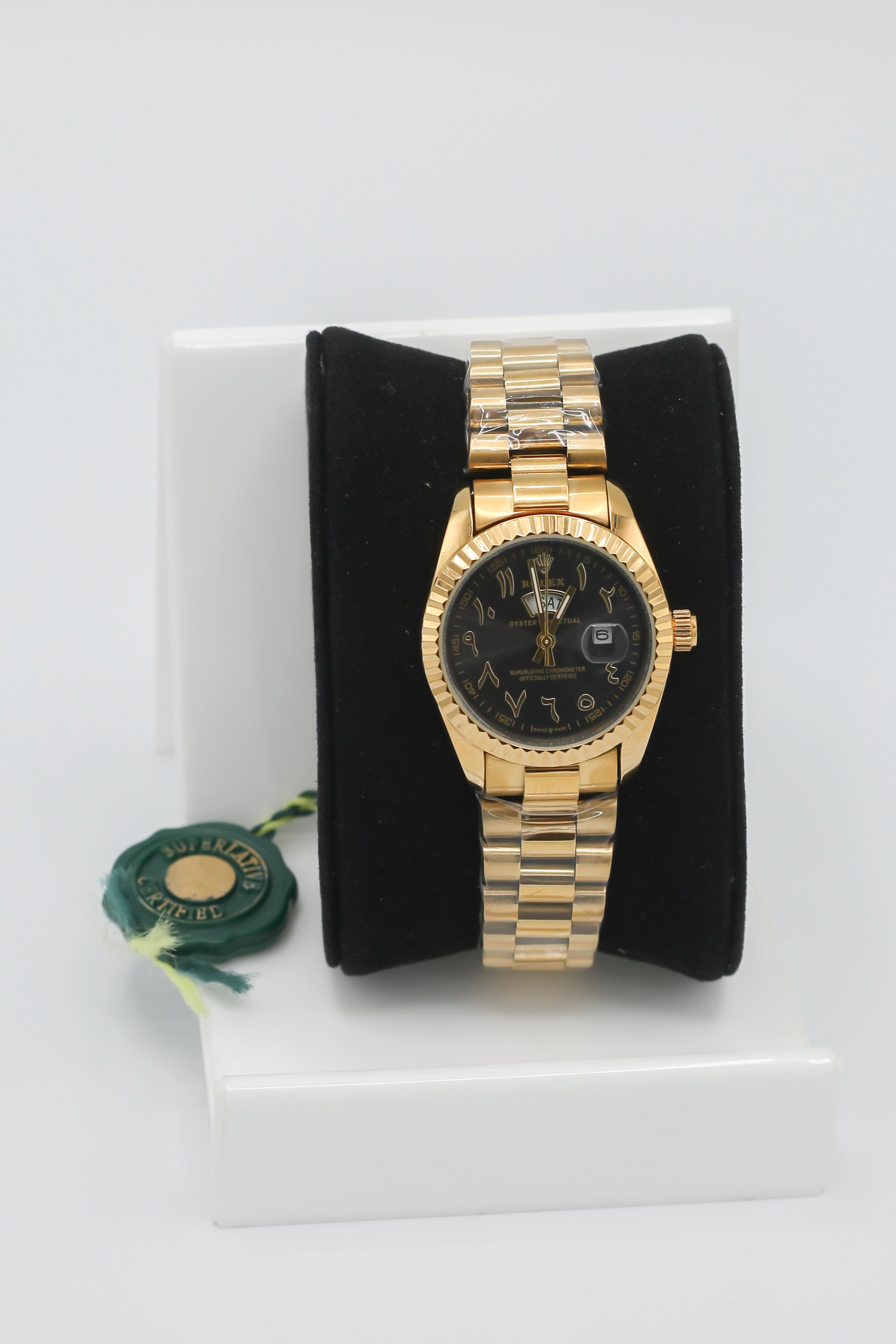 Rolex Couple Day Date Quartz TwoTone Stainless Steel Watch