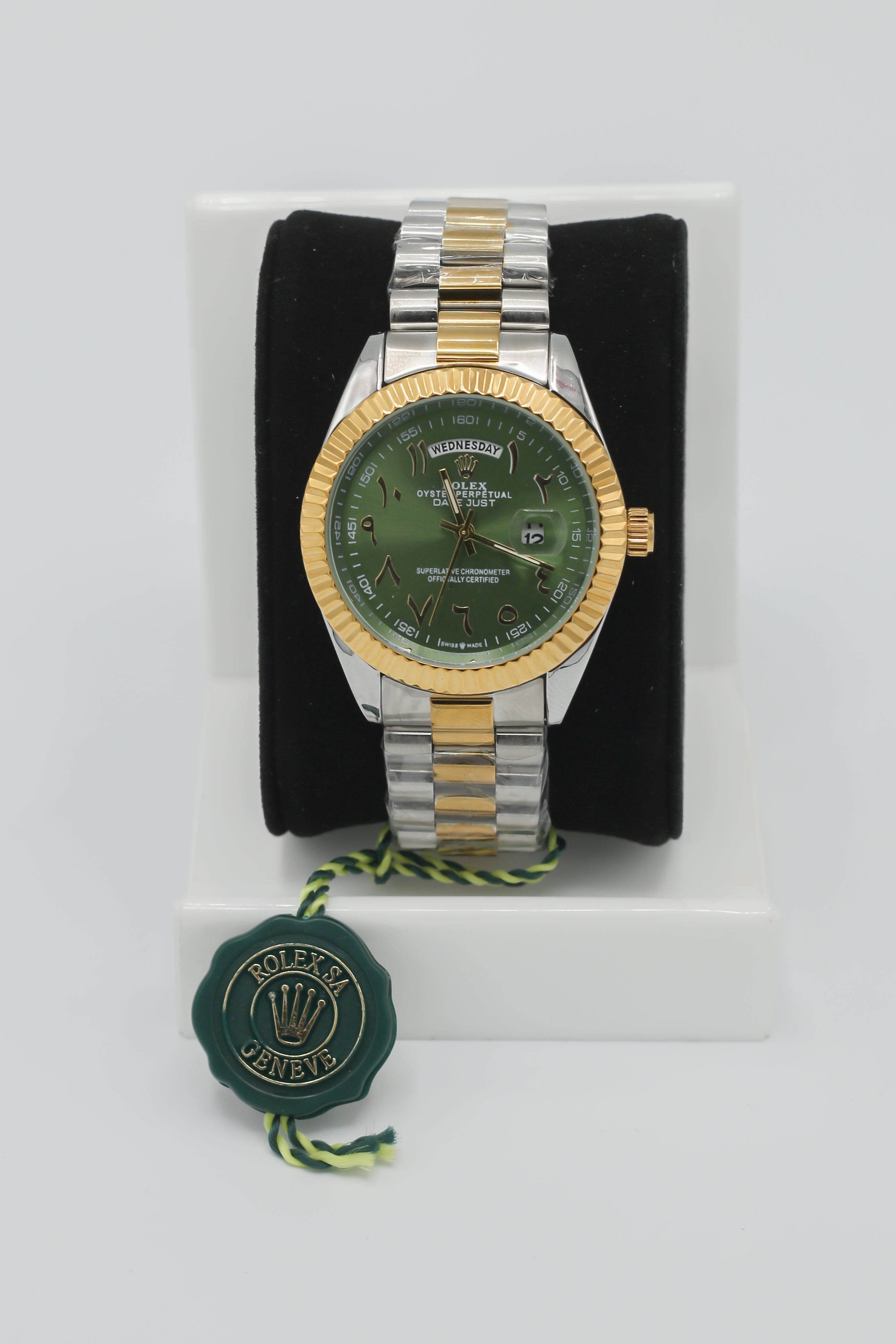 Rolex Couple Day Date Quartz TwoTone Stainless Steel Watch