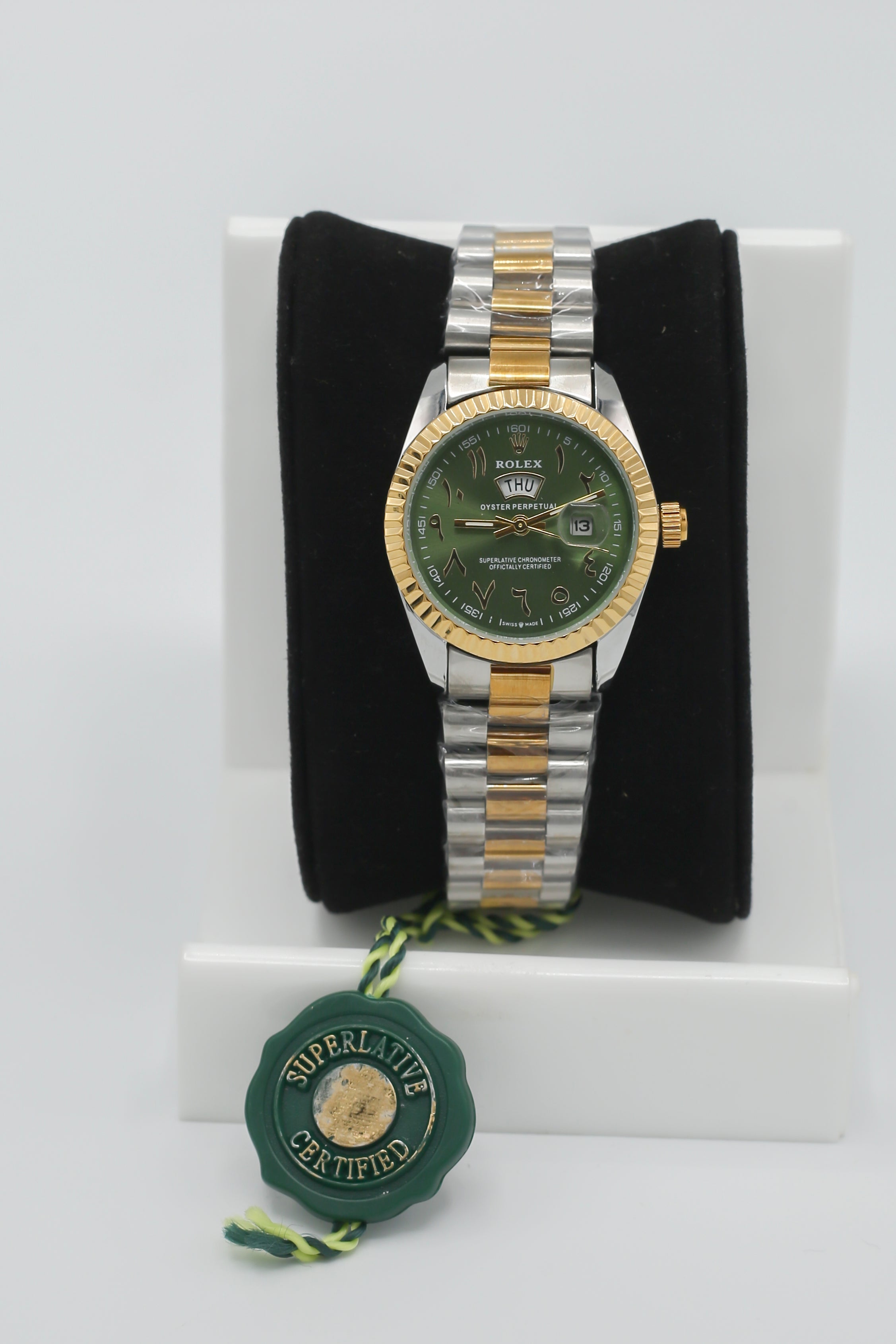 Rolex Couple Day Date Quartz TwoTone Stainless Steel Watch