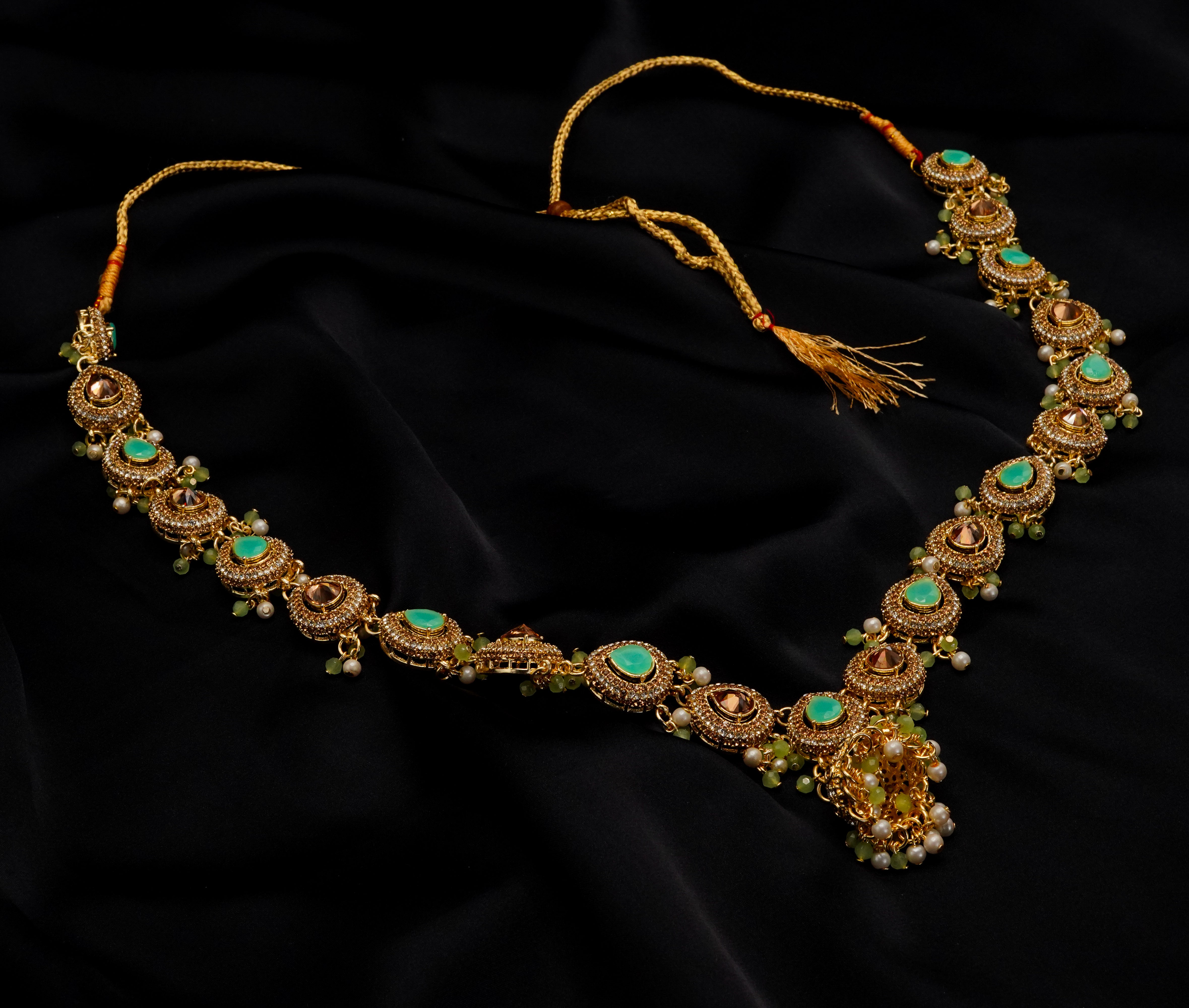 Golden with Multiple Stone Jewellery Set JS-01