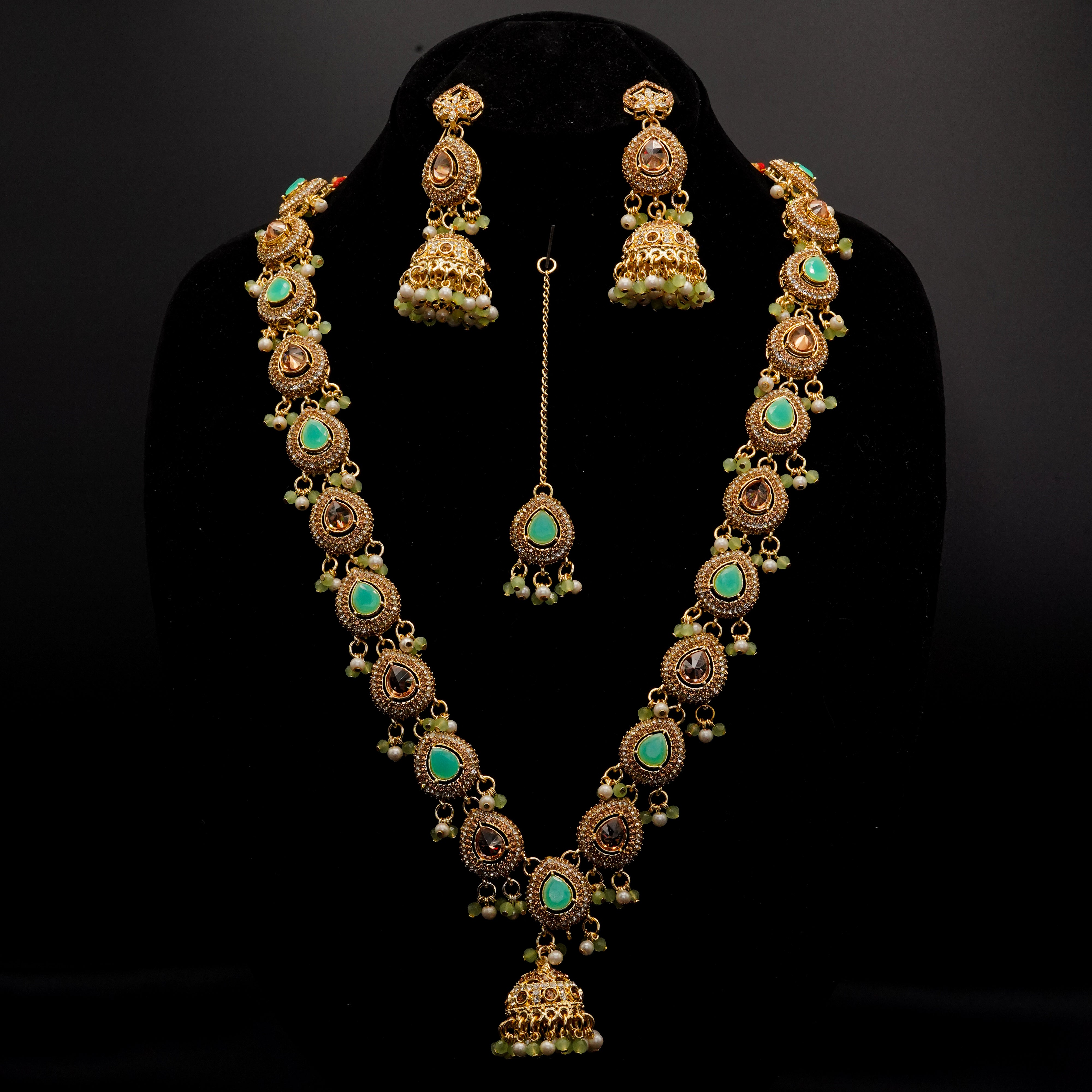 Golden with Multiple Stone Jewellery Set JS-01