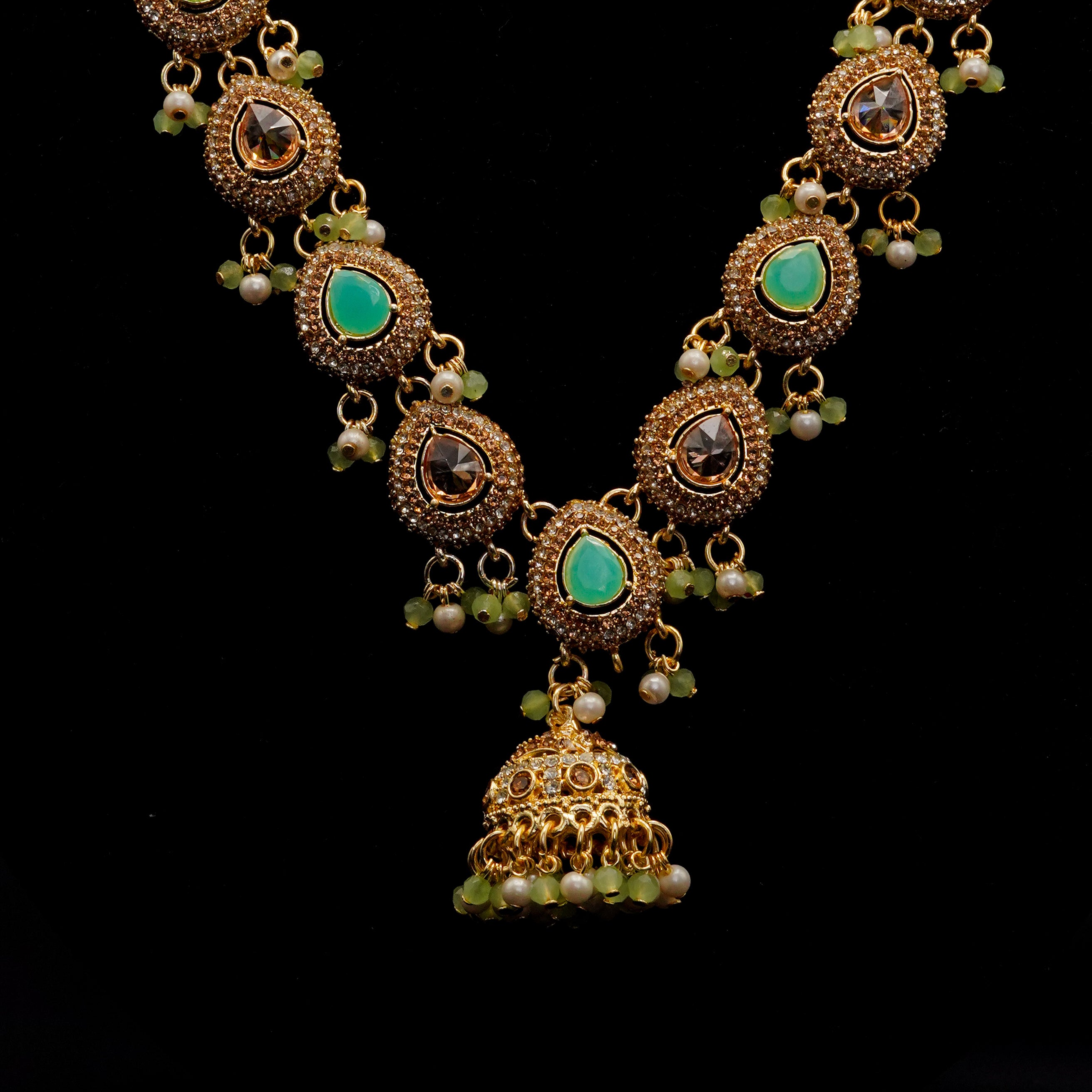 Golden with Multiple Stone Jewellery Set JS-01