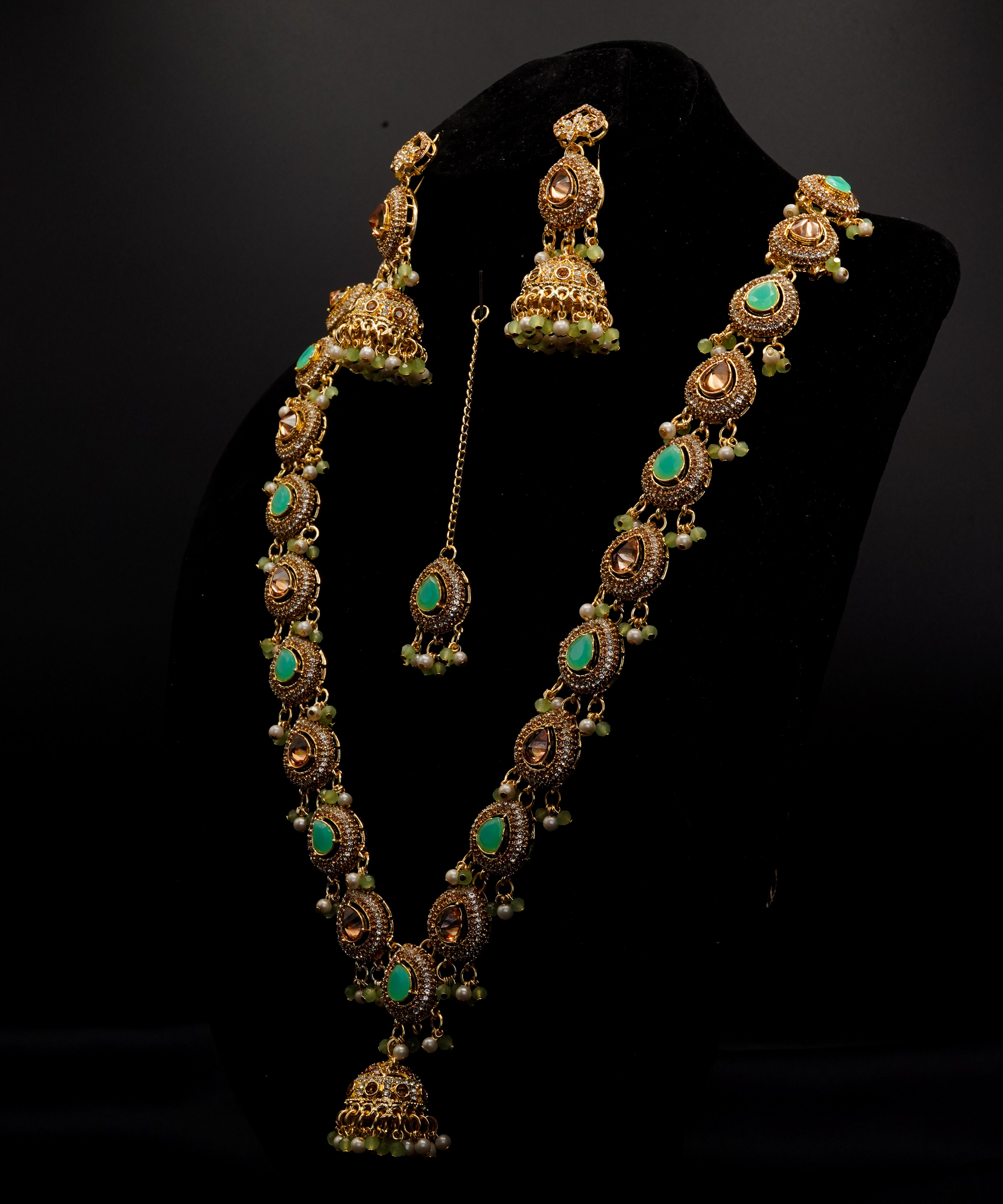 Golden with Multiple Stone Jewellery Set JS-01