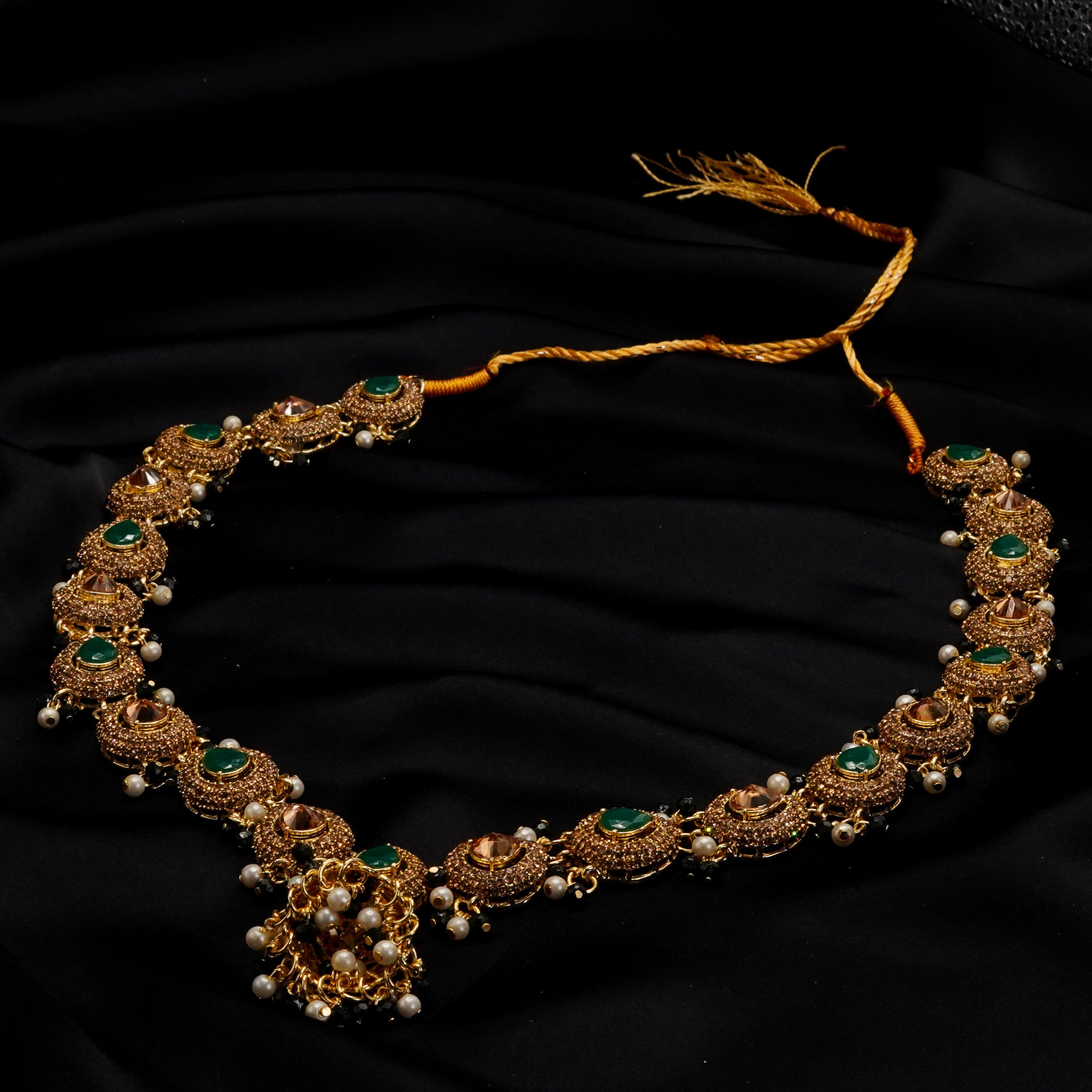 Golden with Multiple Stone Jewellery Set JS-01