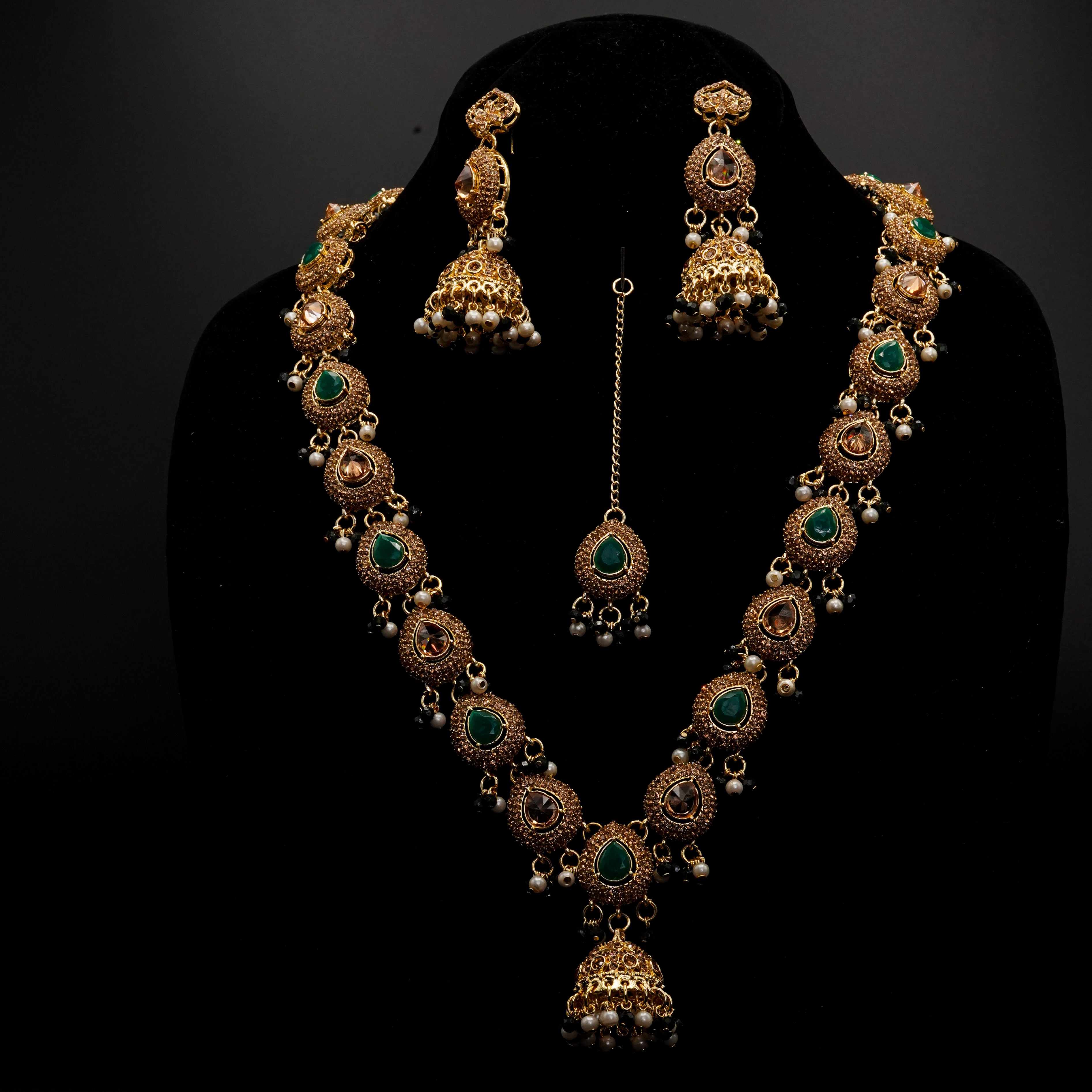 Golden with Multiple Stone Jewellery Set JS-01