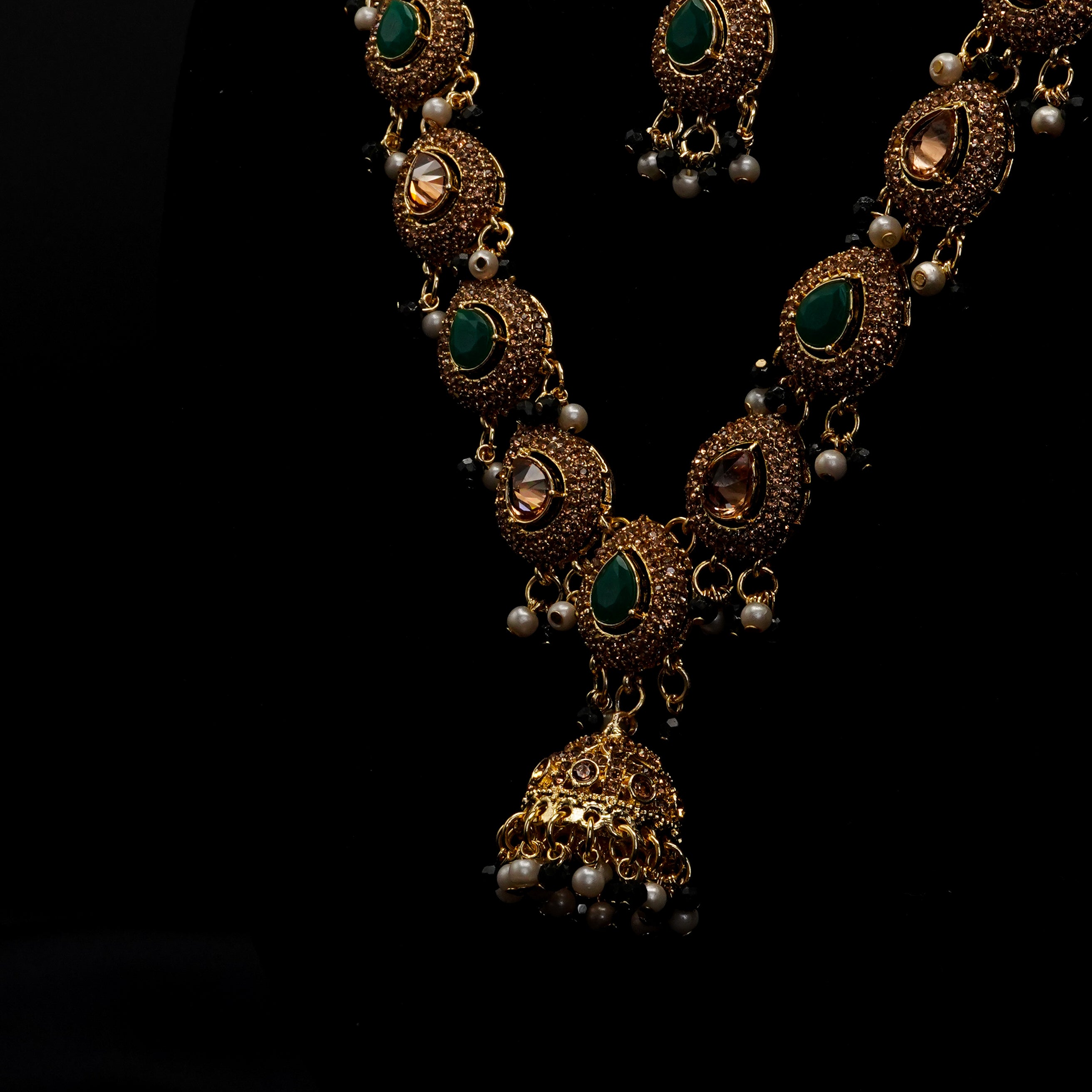 Golden with Multiple Stone Jewellery Set JS-01