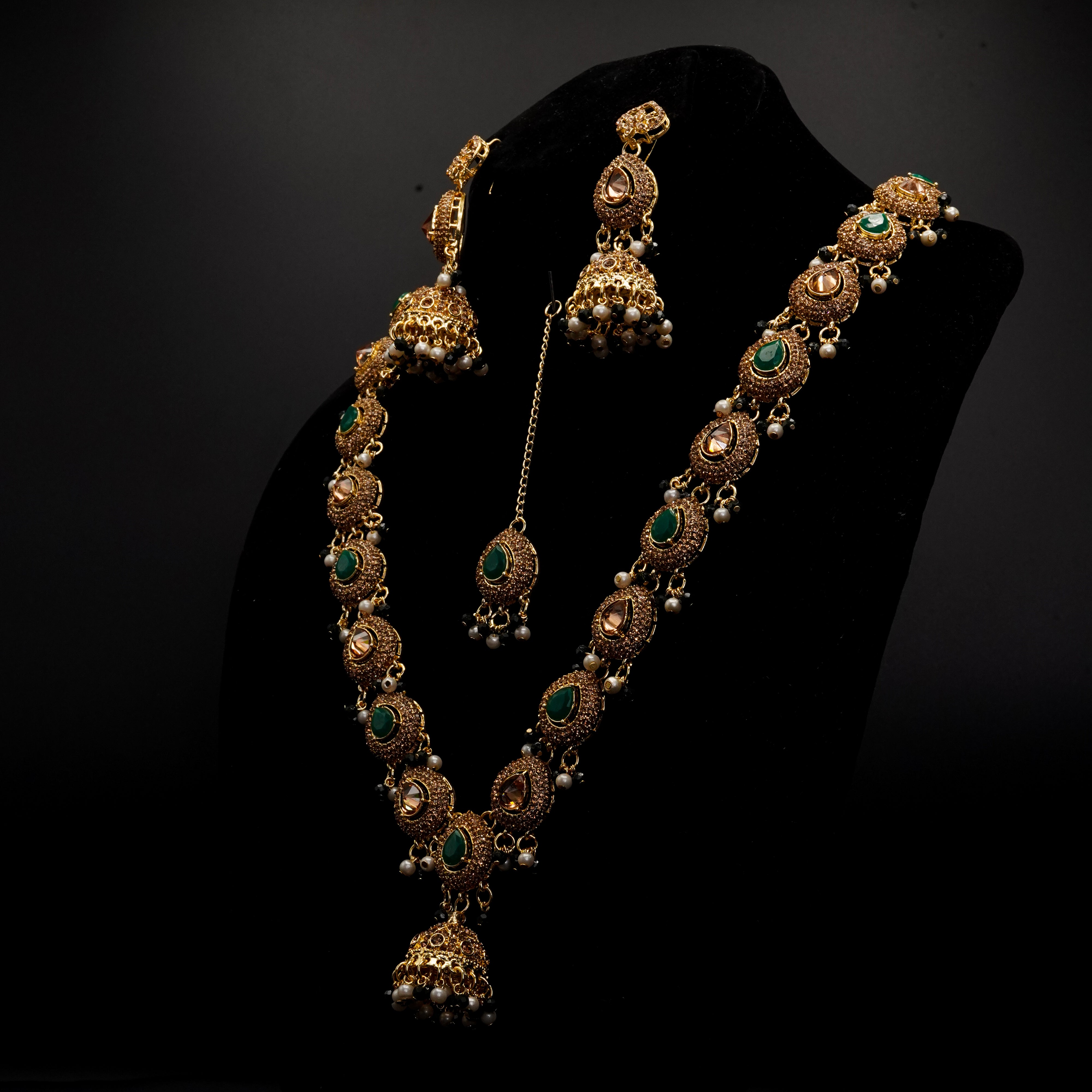 Golden with Multiple Stone Jewellery Set JS-01