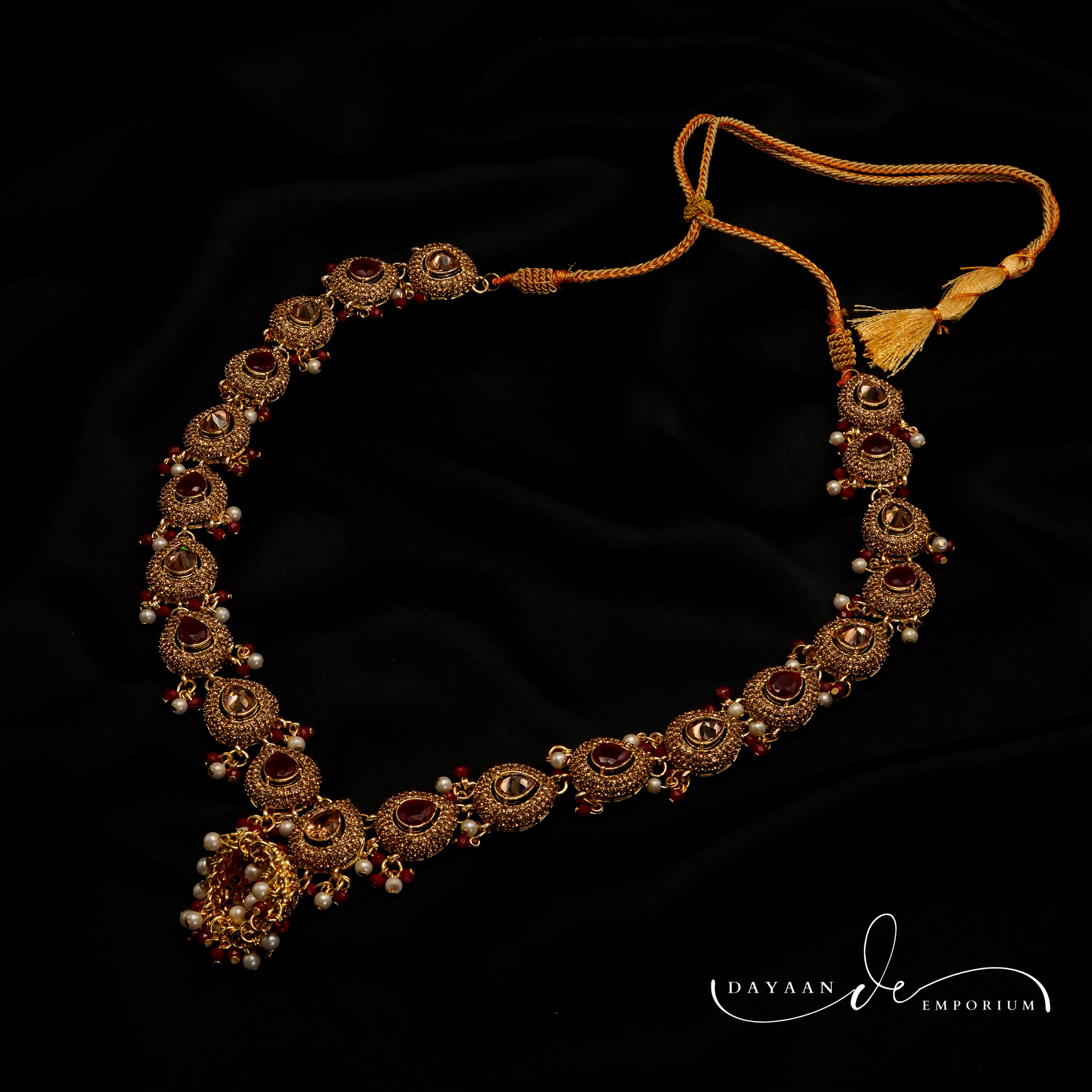 Golden with Multiple Stone Jewellery Set JS-01