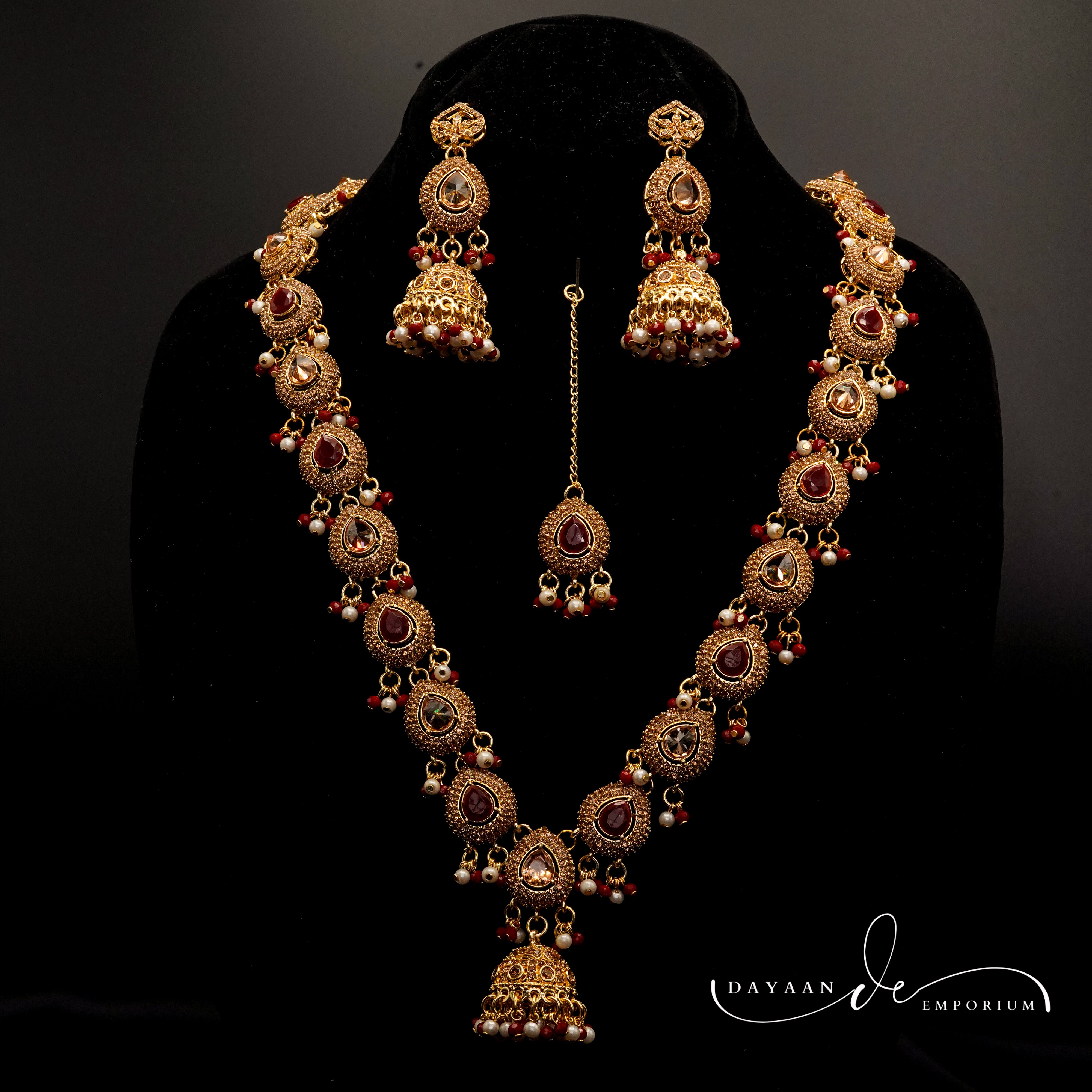 Golden with Multiple Stone Jewellery Set JS-01