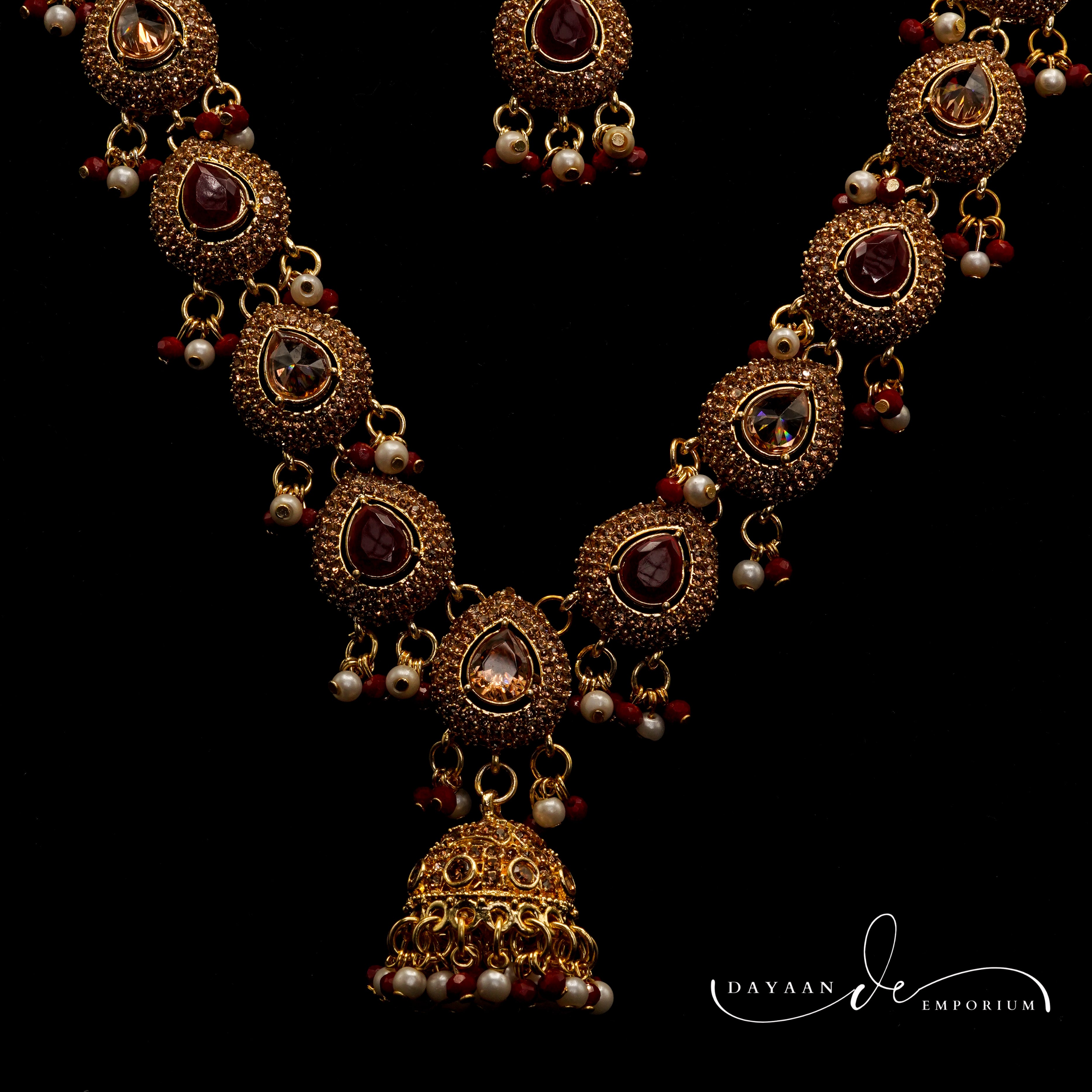 Golden with Multiple Stone Jewellery Set JS-01