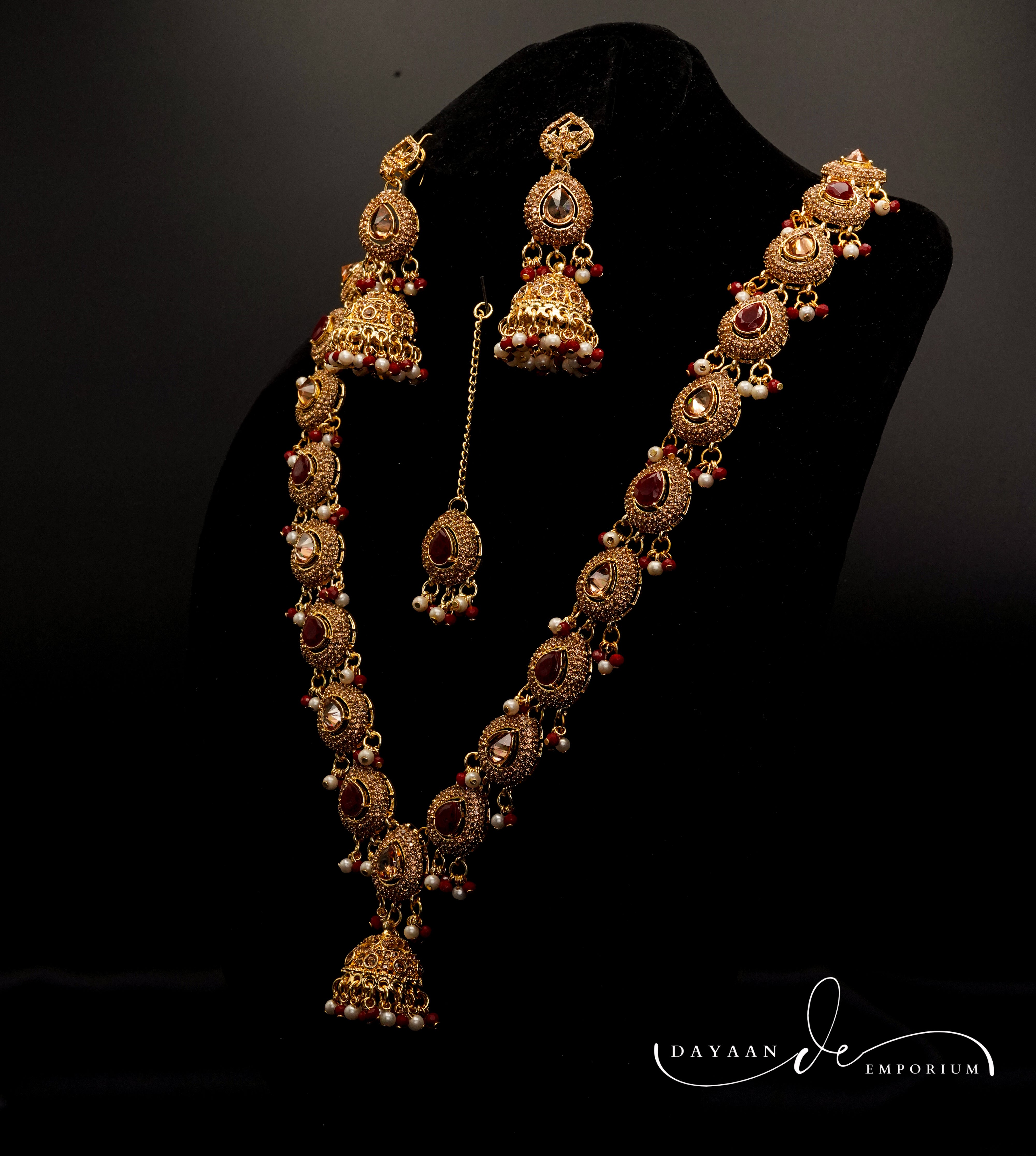 Golden with Multiple Stone Jewellery Set JS-01