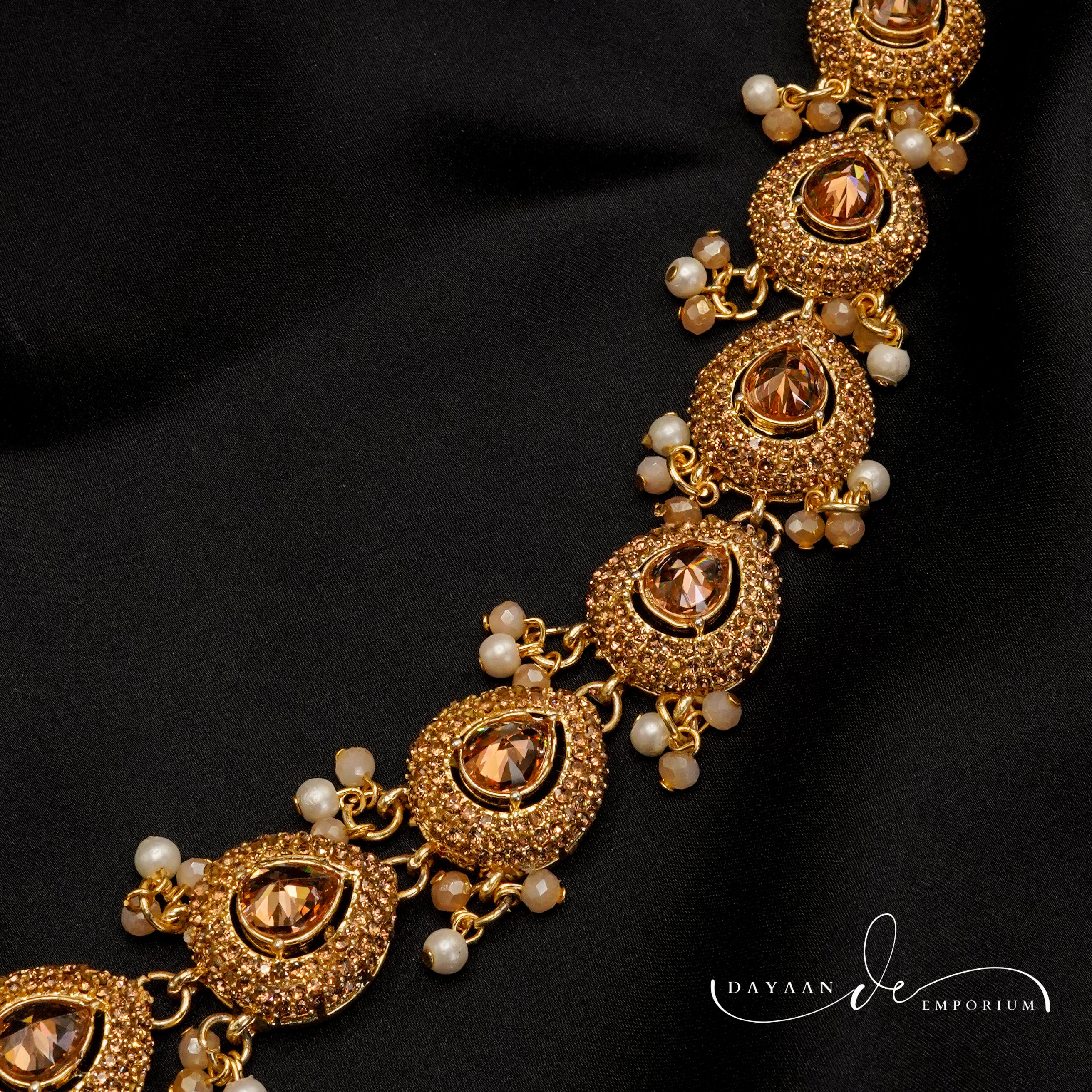 Golden with Multiple Stone Jewellery Set JS-01