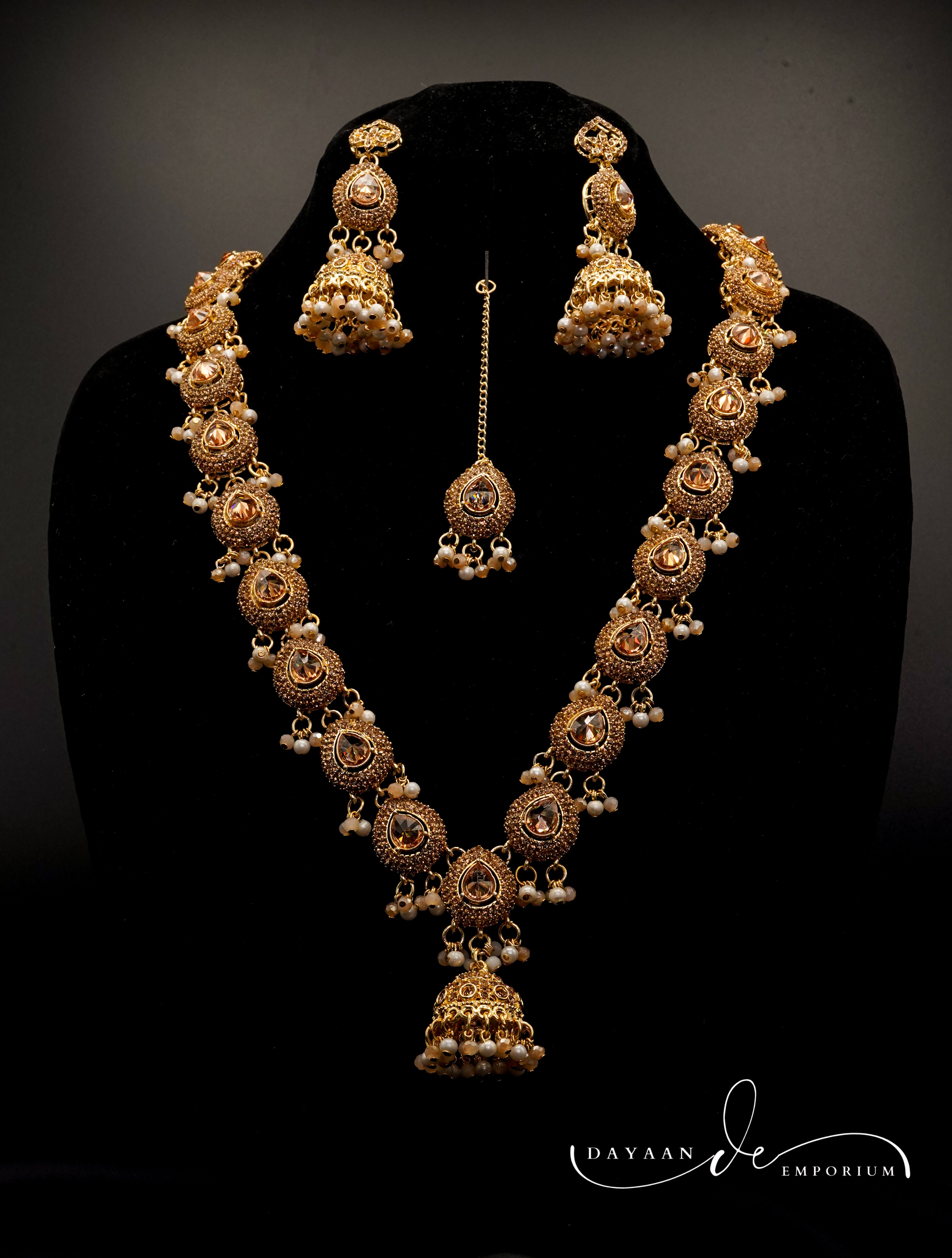 Golden with Multiple Stone Jewellery Set JS-01