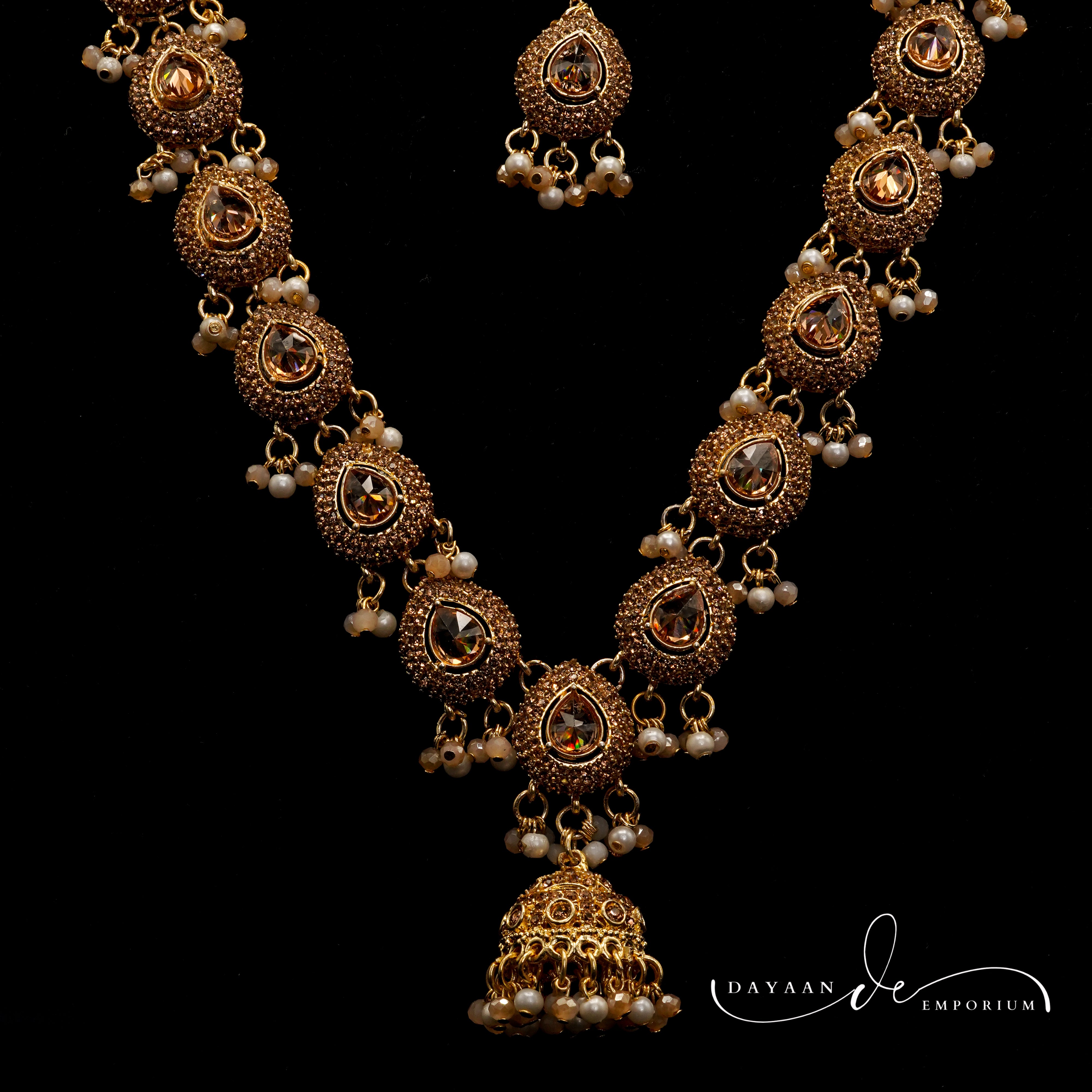 Golden with Multiple Stone Jewellery Set JS-01