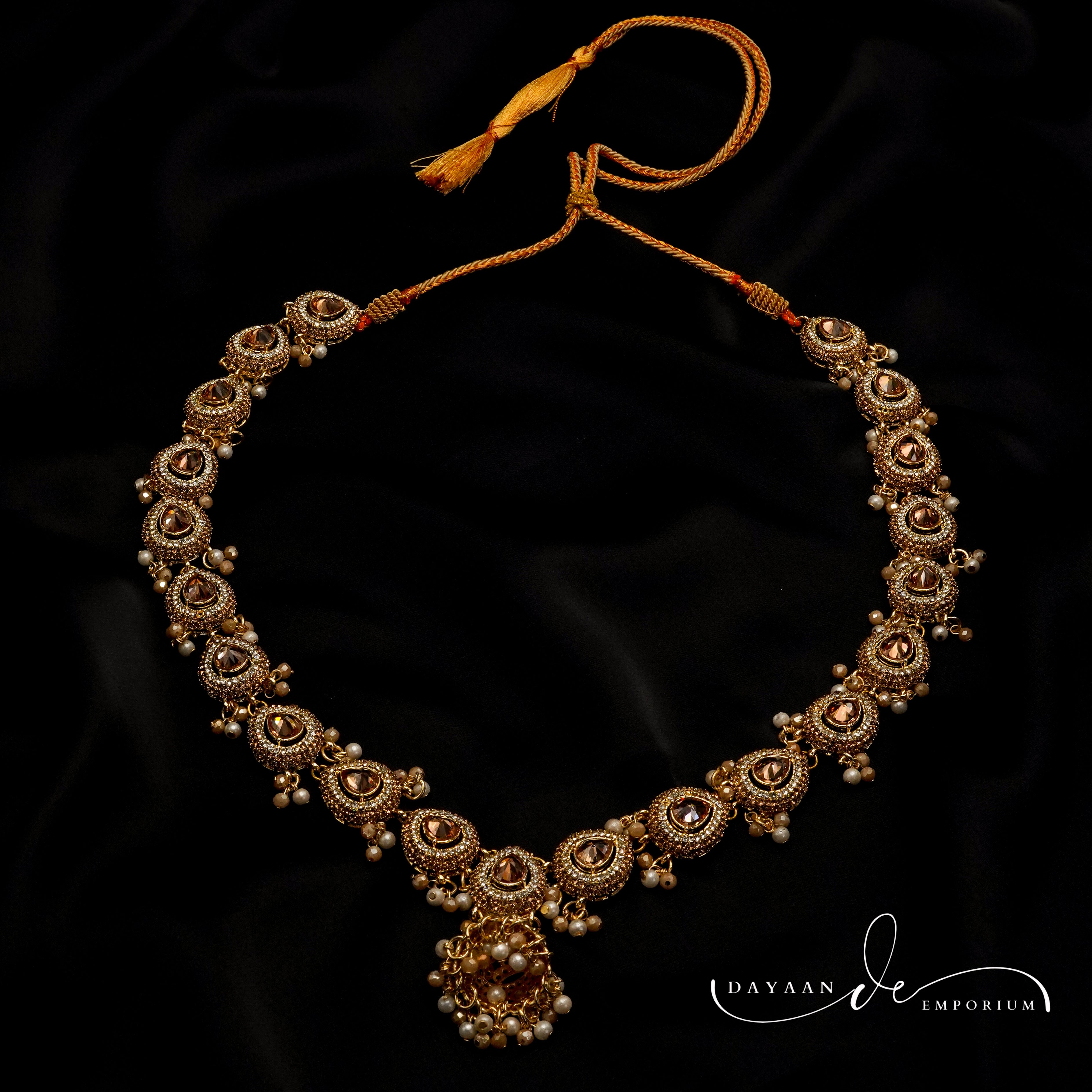 Golden with Multiple Stone Jewellery Set JS-01