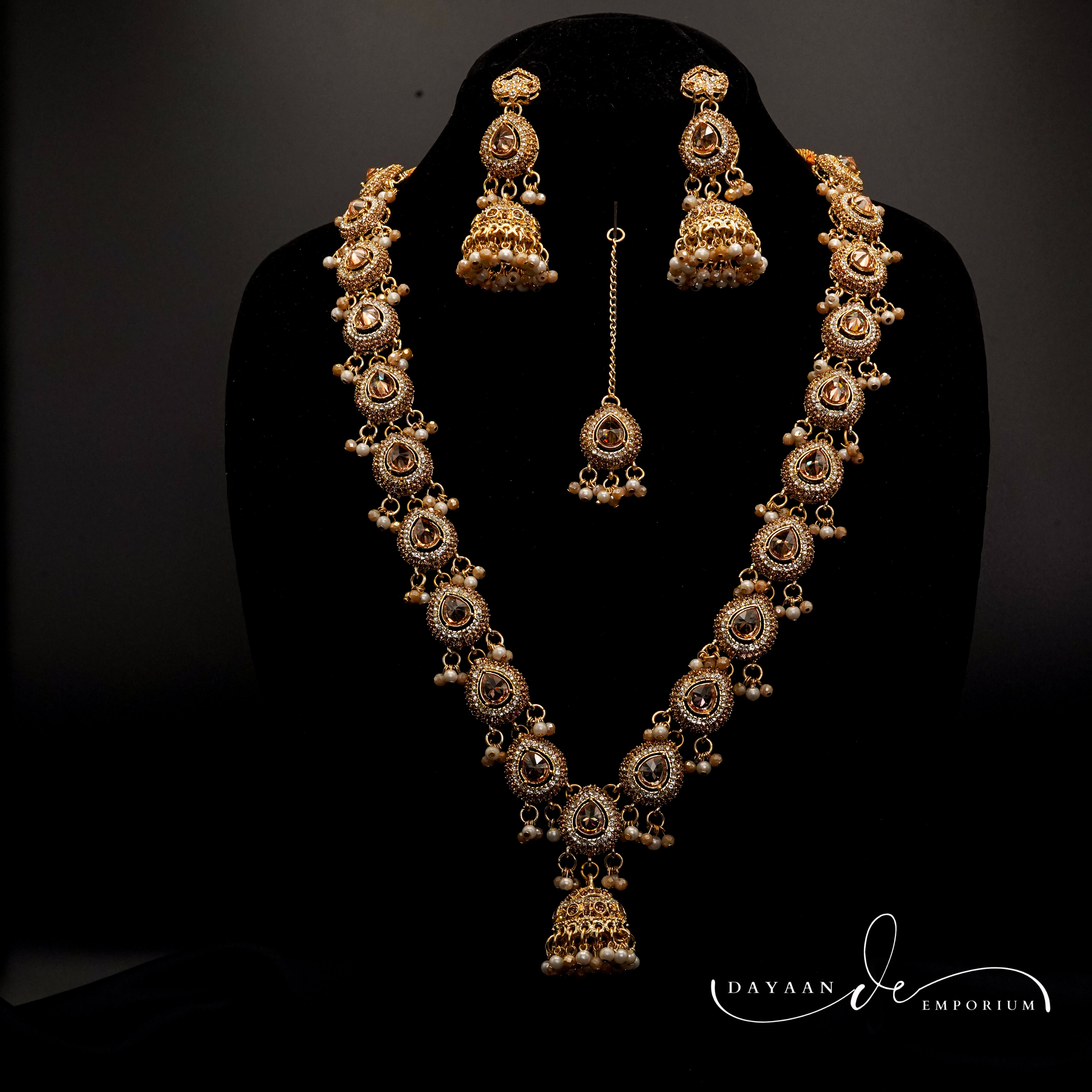 Golden with Multiple Stone Jewellery Set JS-01