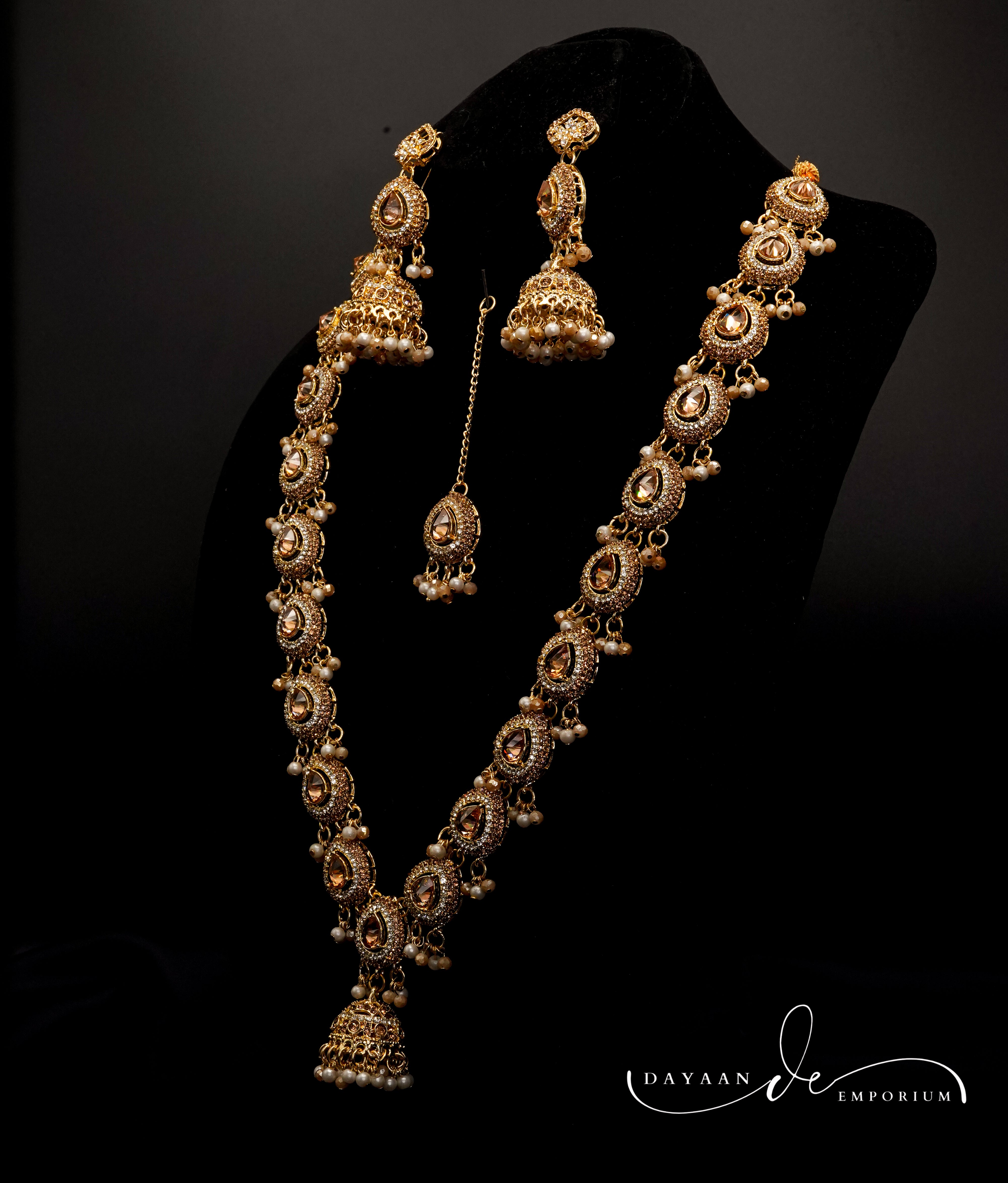 Golden with Multiple Stone Jewellery Set JS-01