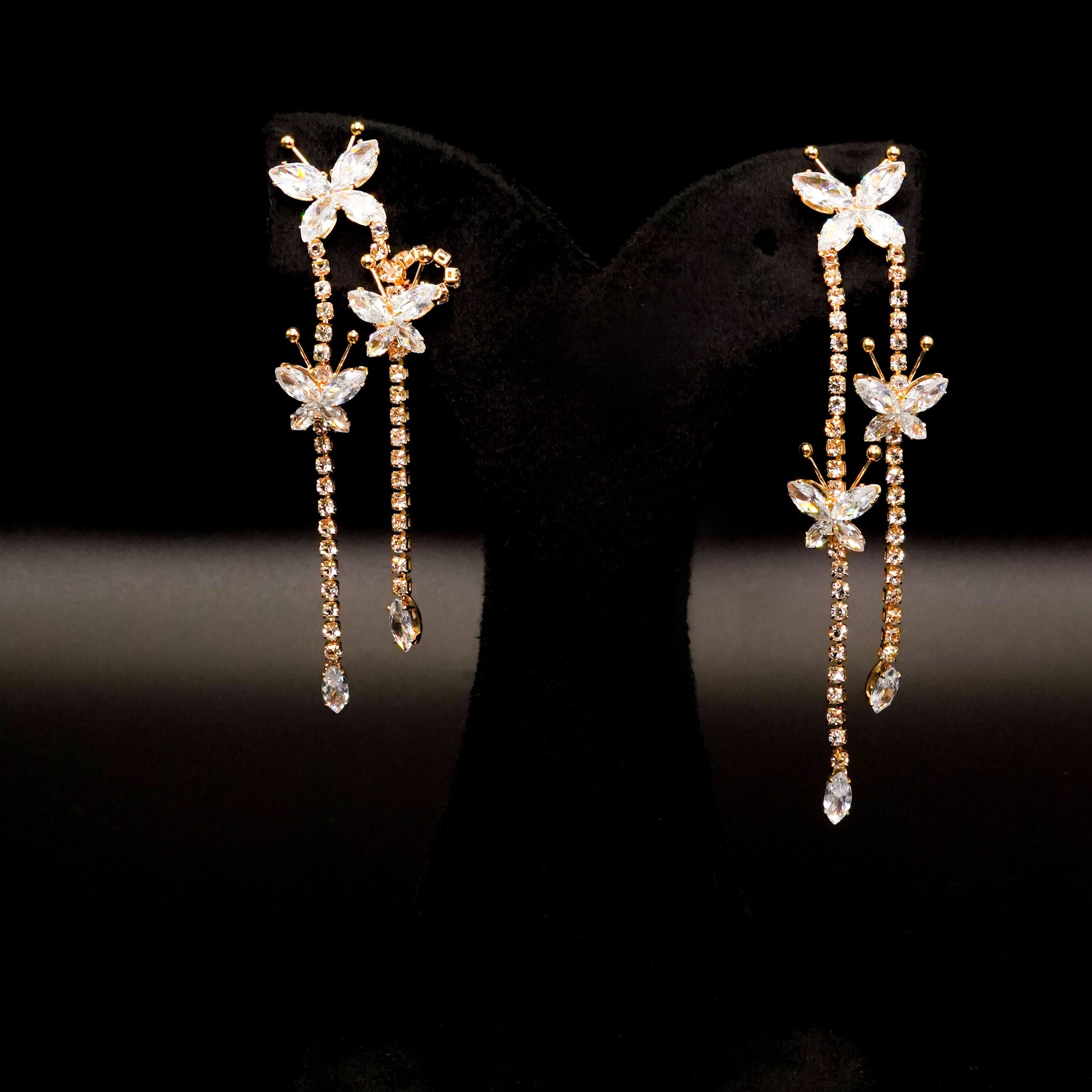 Golden Drop Butterfly Design Earring E-4