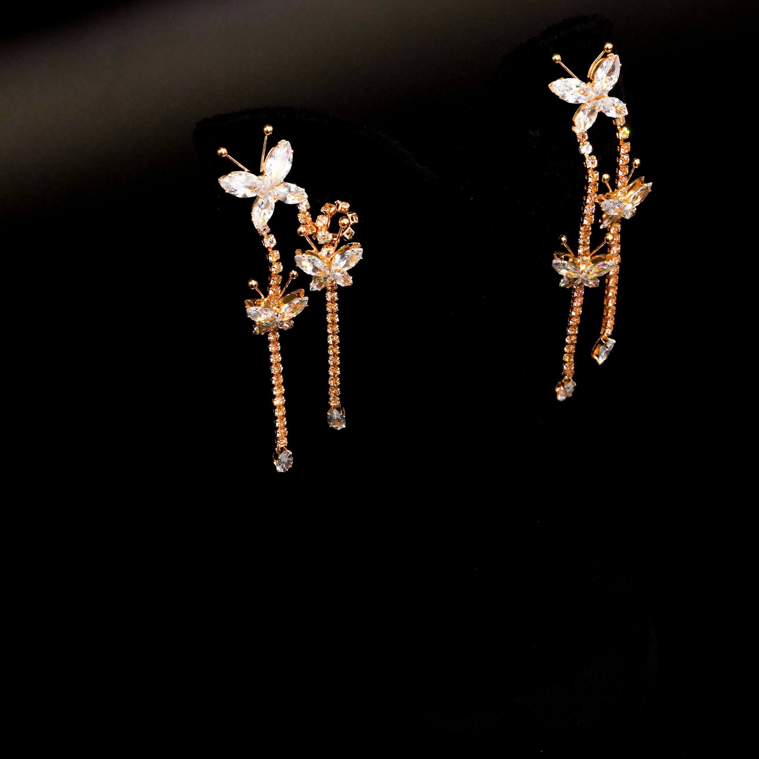 Golden Drop Butterfly Design Earring E-4