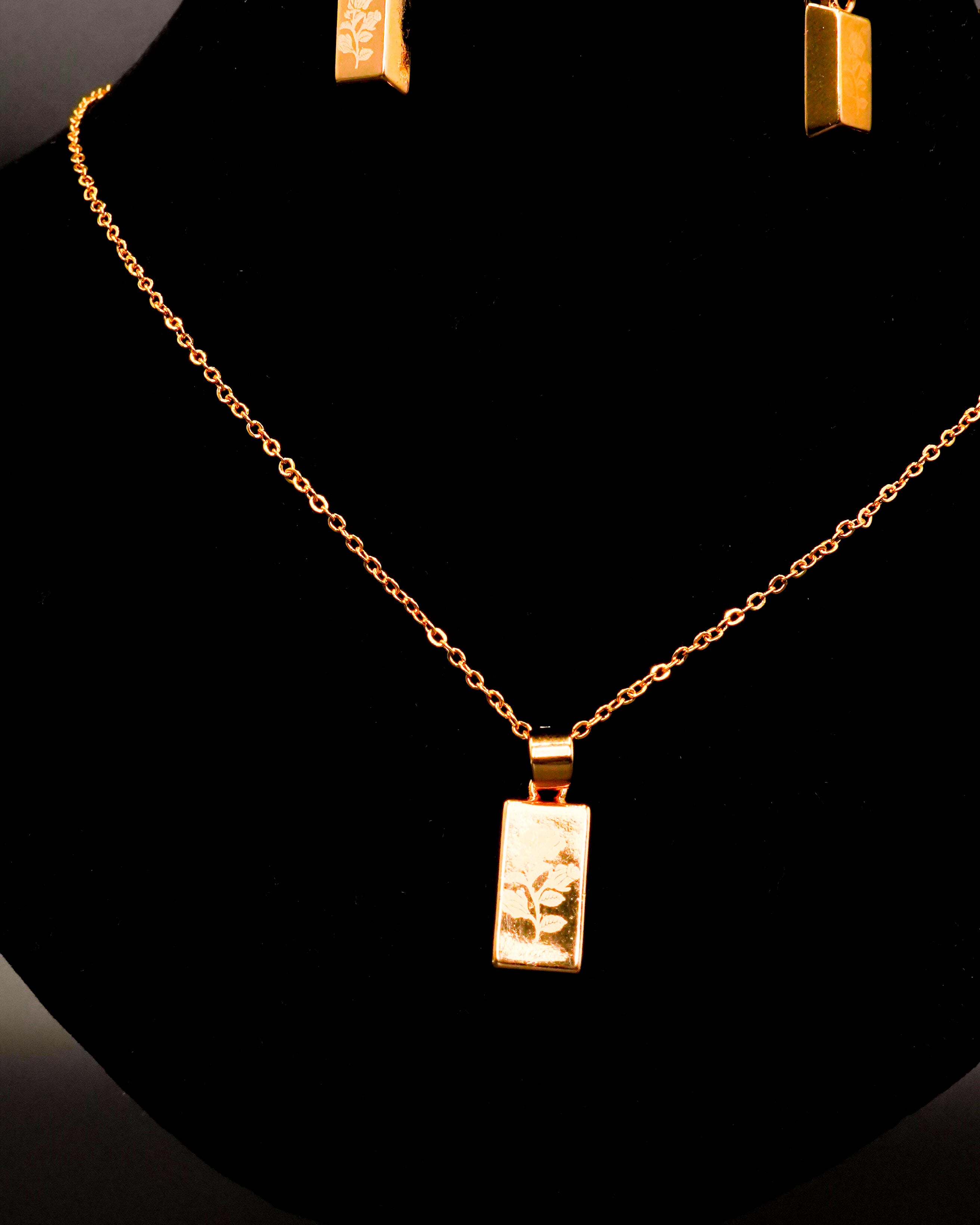 Gold Brick Locket Set LS-2