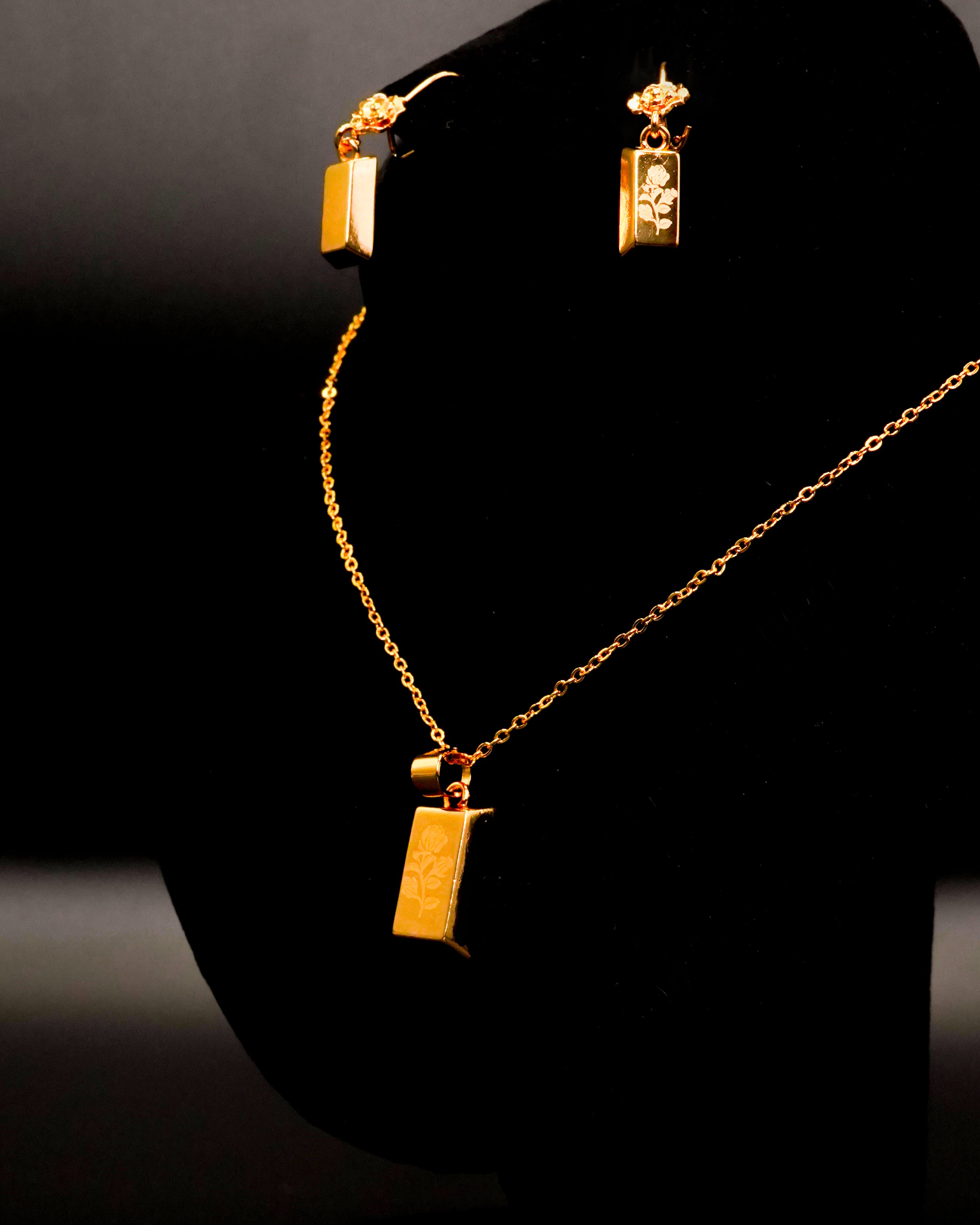 Gold Brick Locket Set LS-2