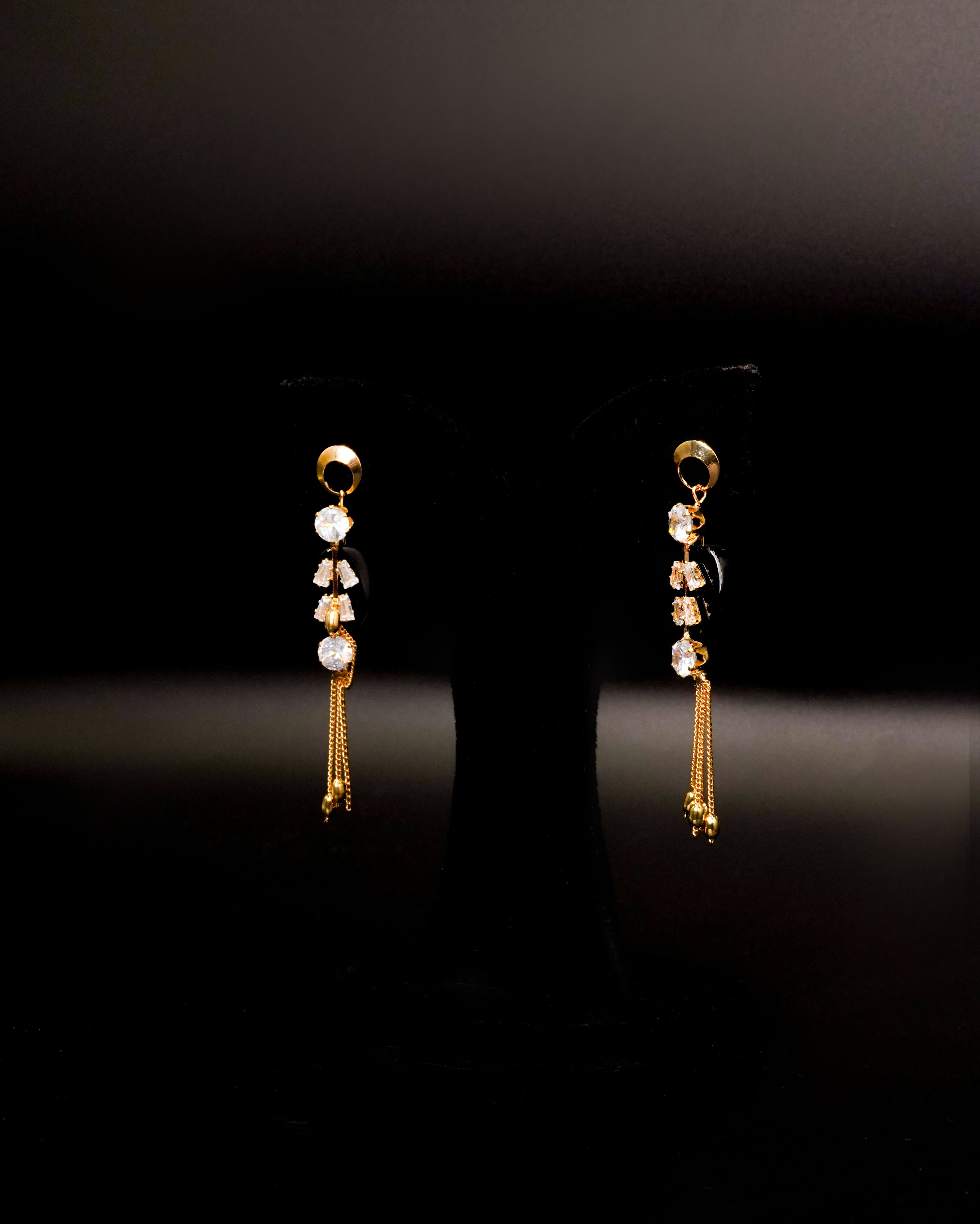 Black Stone Drop Earrings E-14