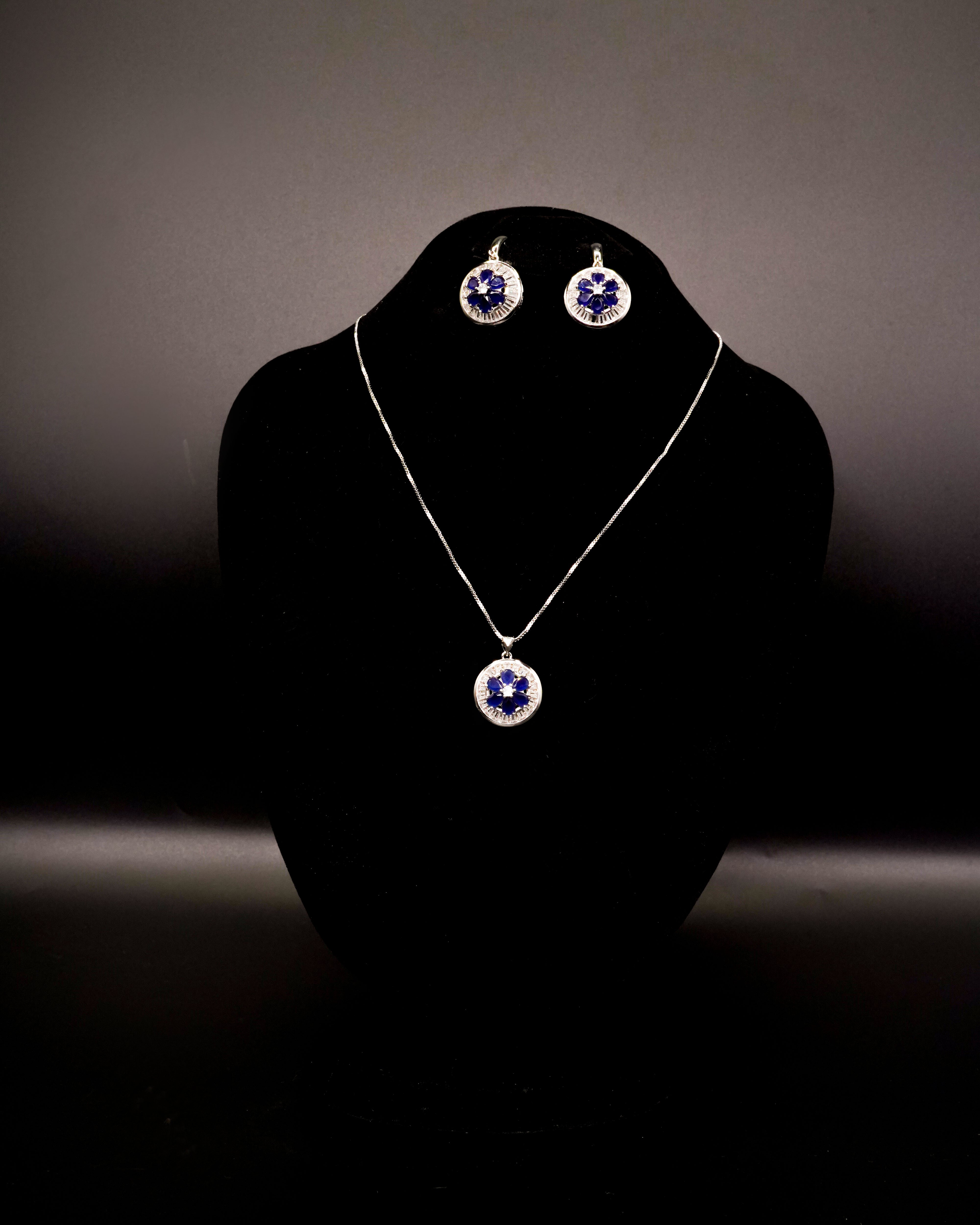 Flower Pendant Necklace Set with Earrings LS-10