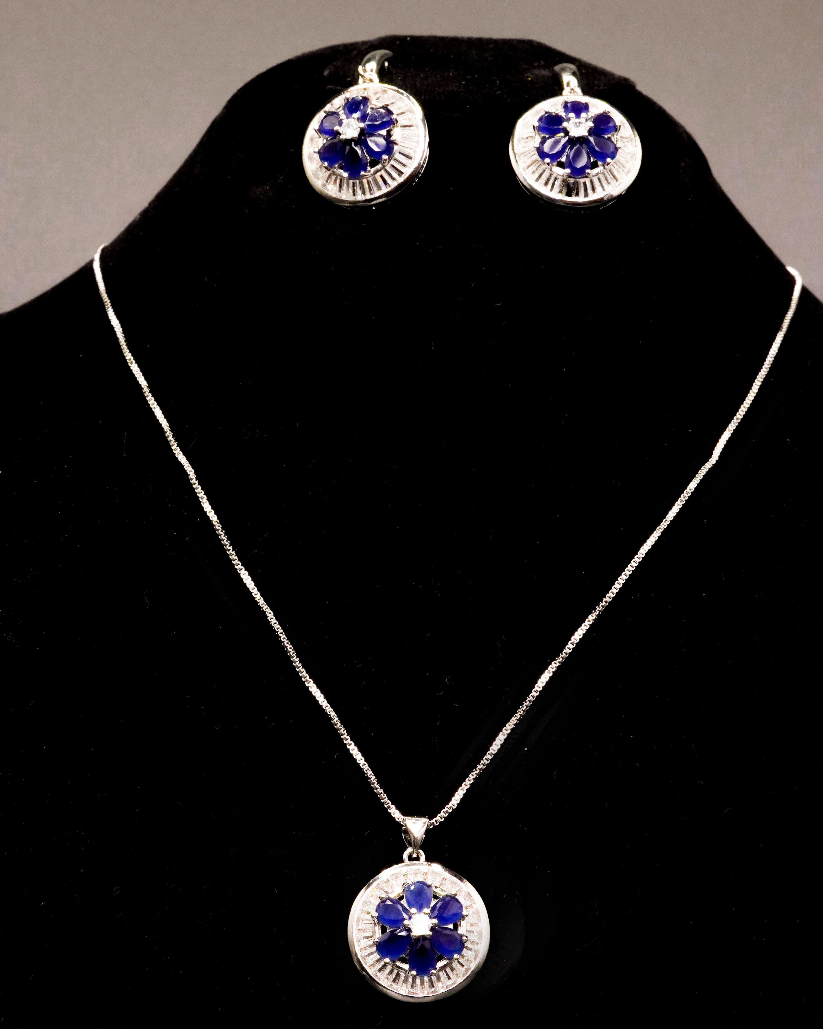 Flower Pendant Necklace Set with Earrings LS-10