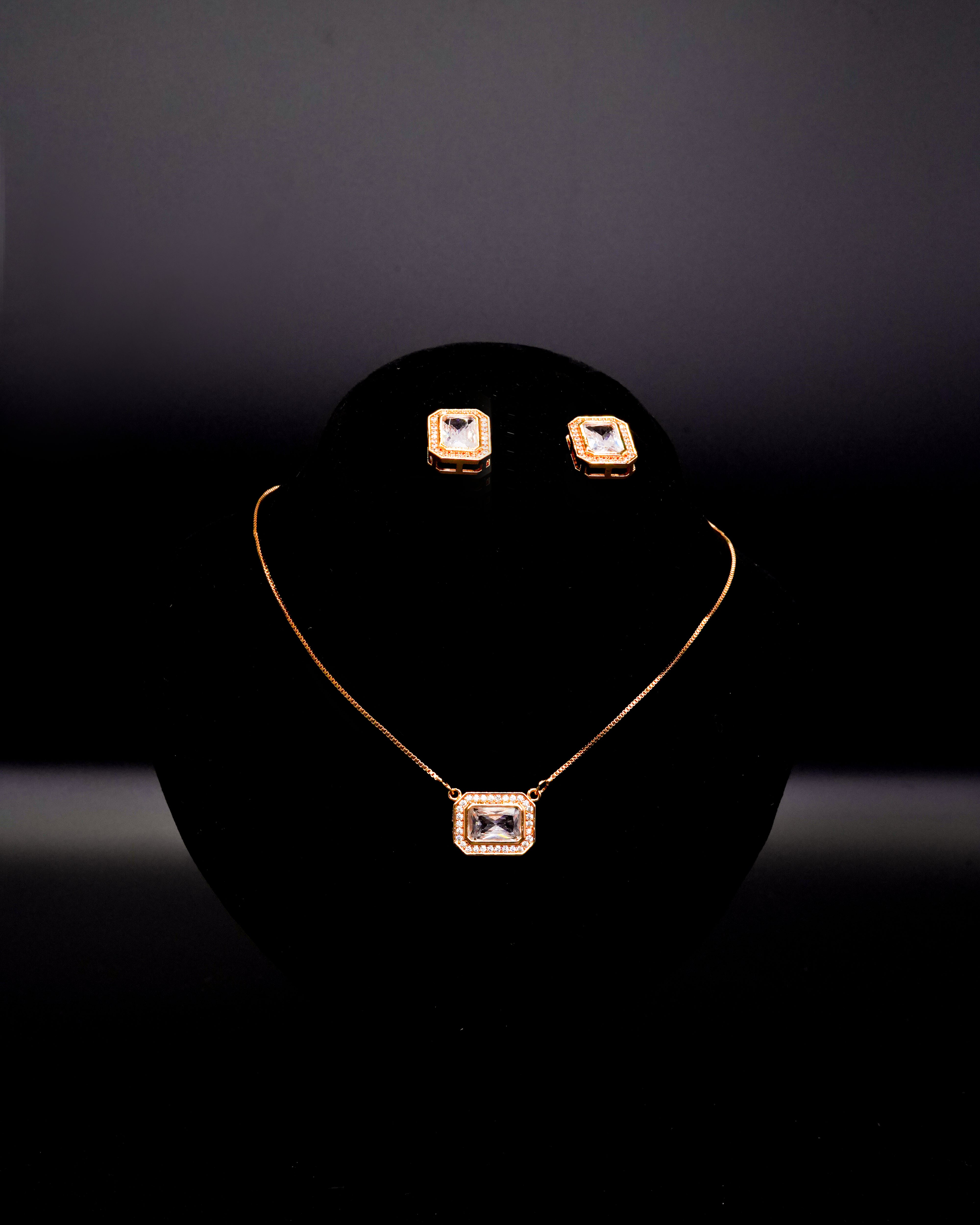 Square Pendant Necklace with Earrings LS-13