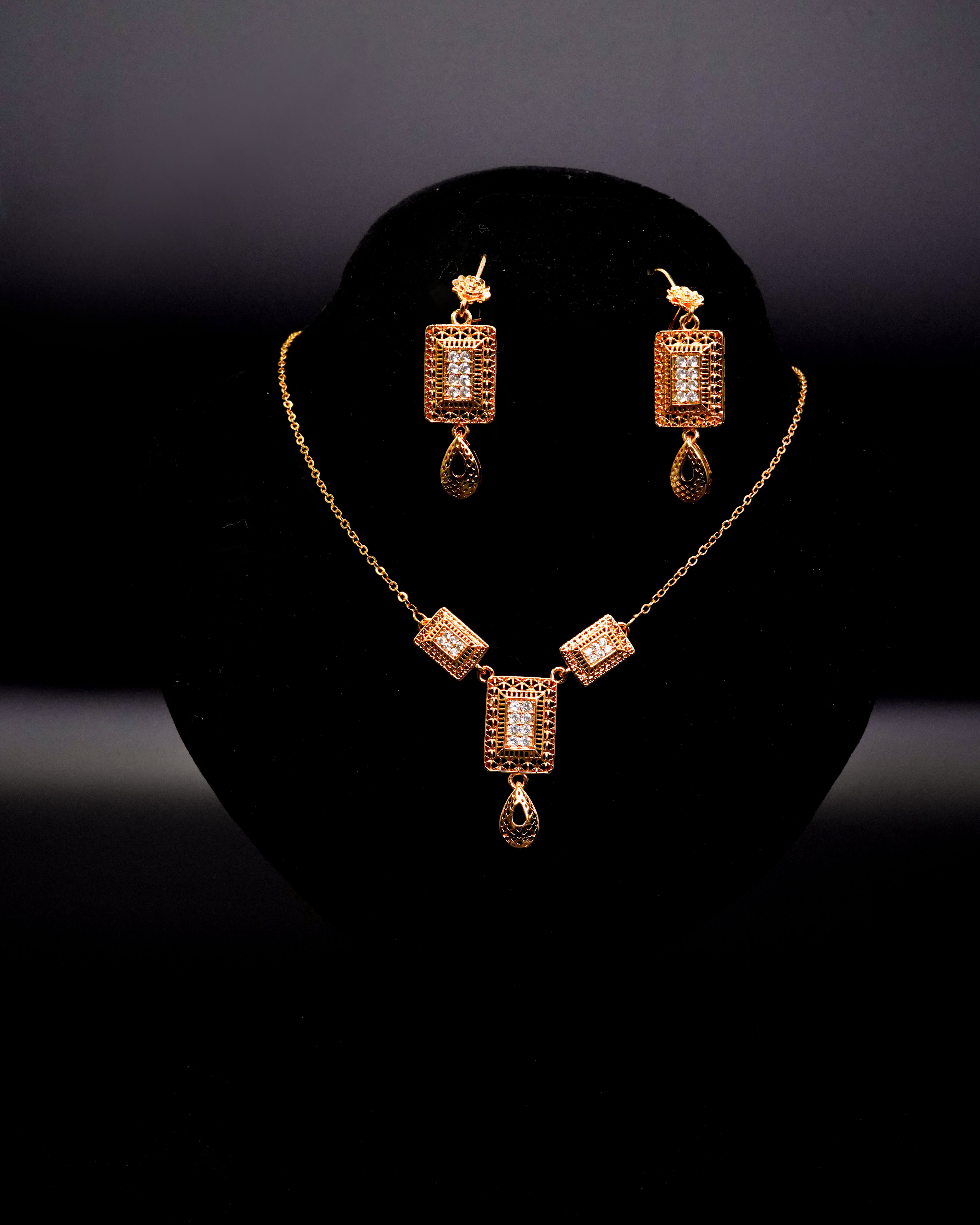 Gold Brick Locket Set LS-14