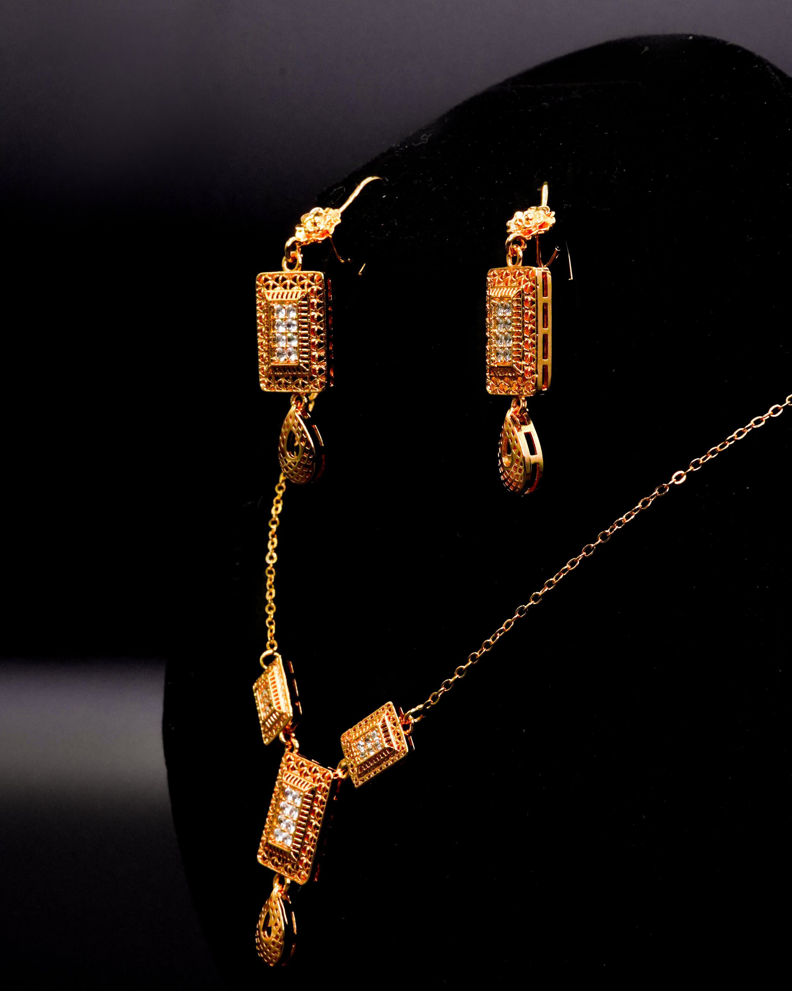 Gold Brick Locket Set LS-14