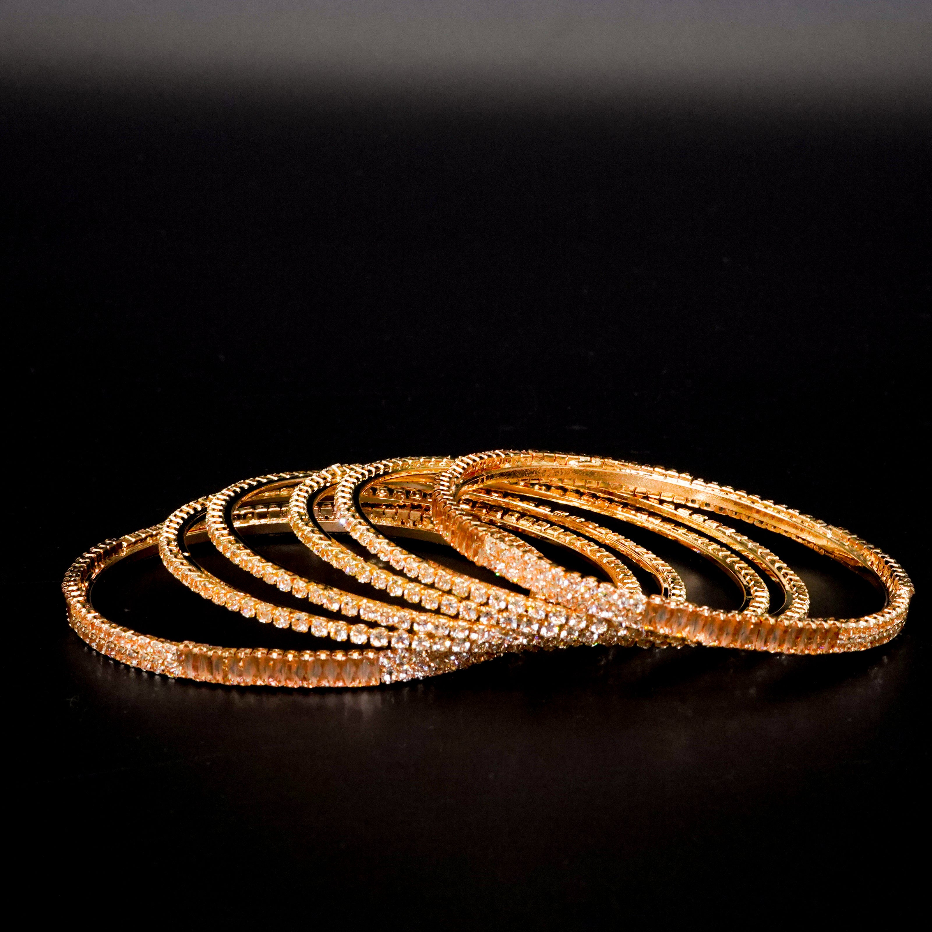 Diamond Cut Bangles 6 Pcs GD-04