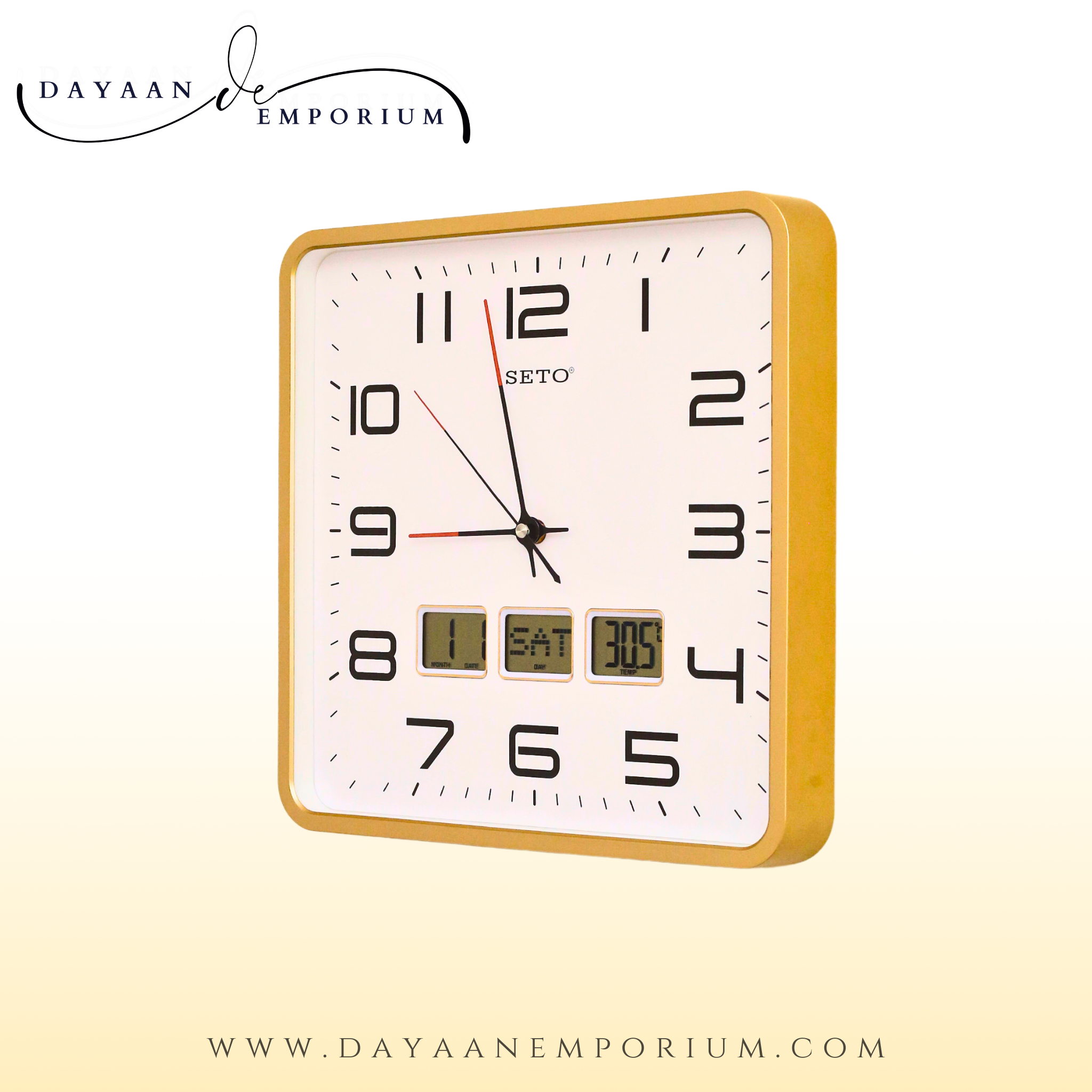 Seto Wall Clock Day Date Temprature S-1094