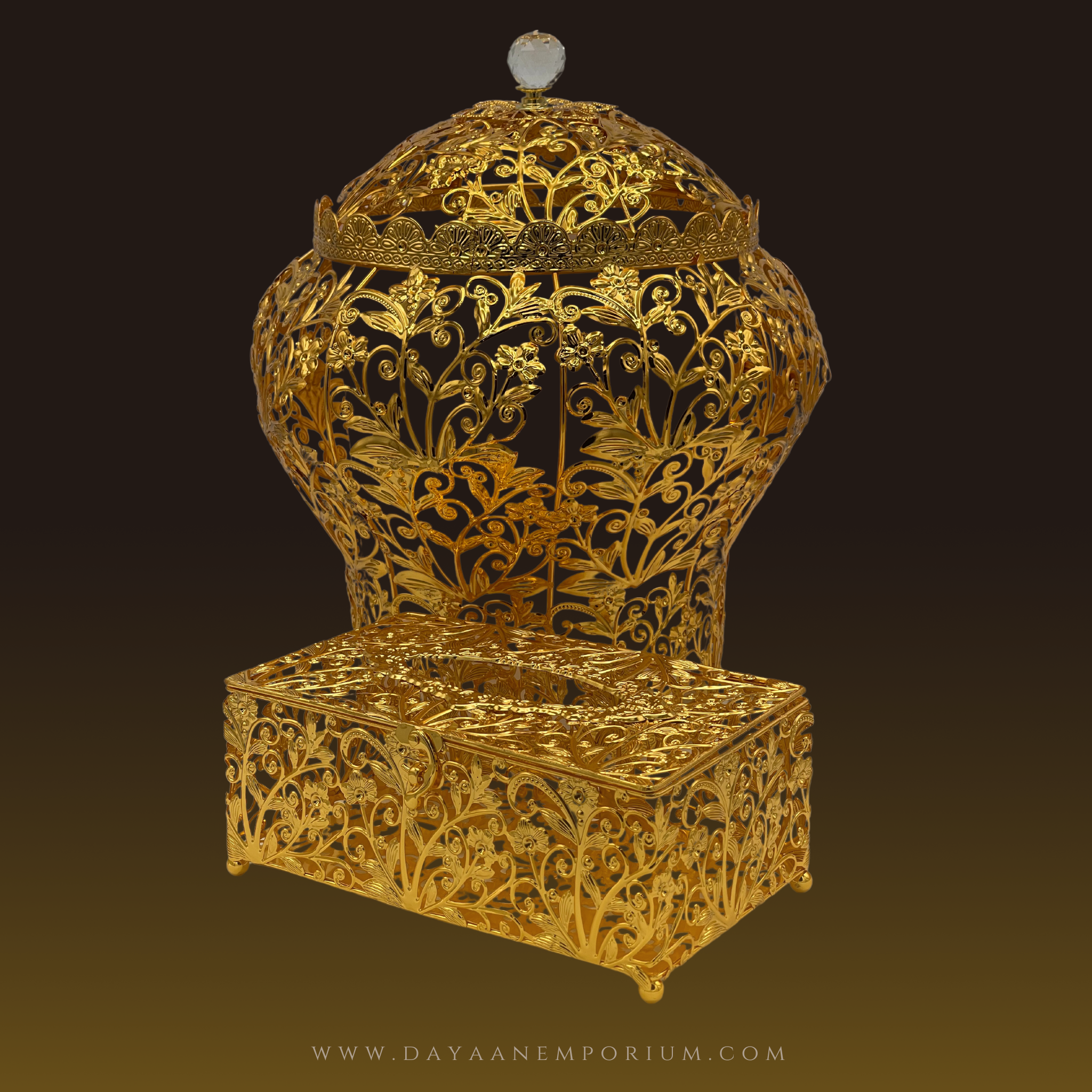 Gold Fancy Plated Dustbin and Tissue Box Set CH 13