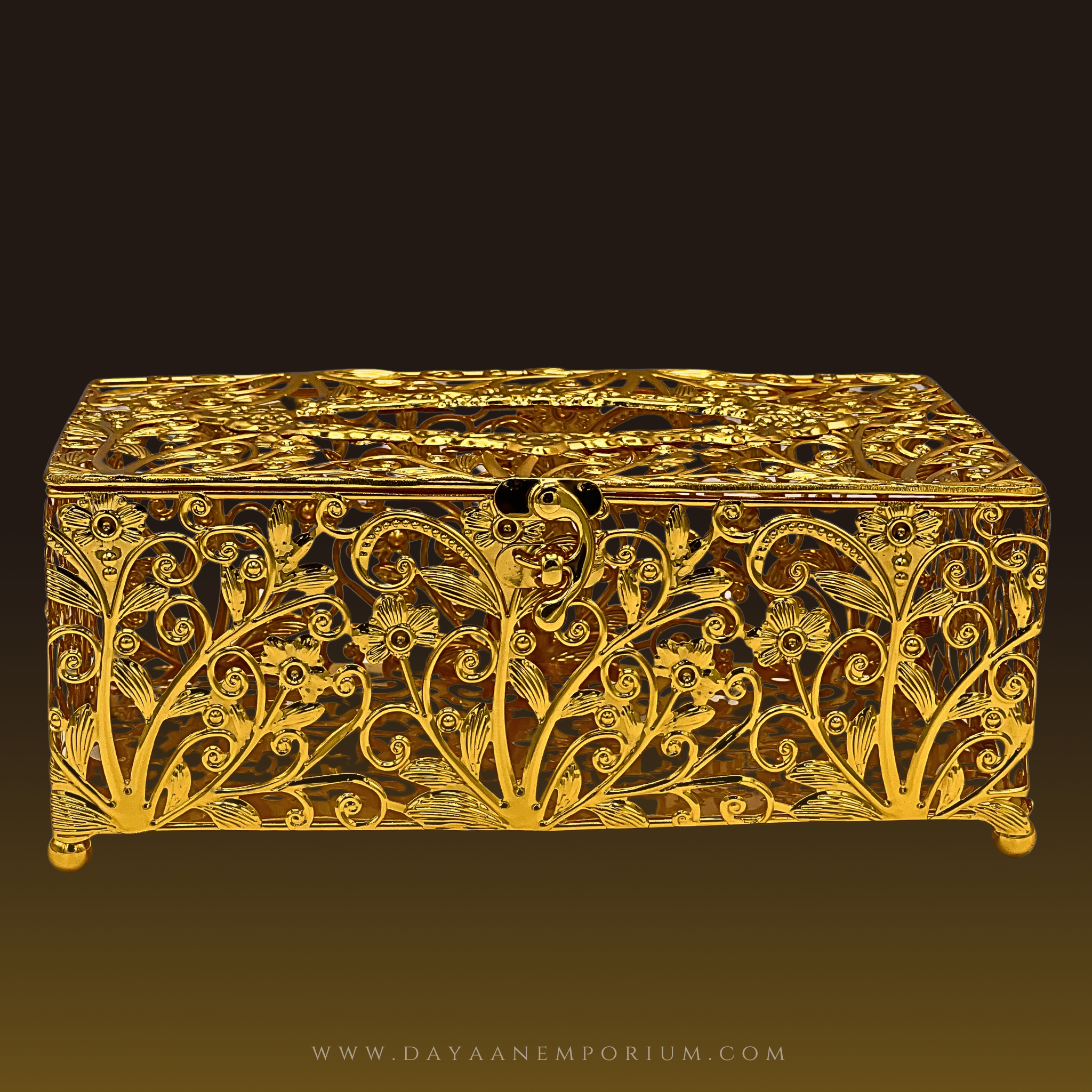 Gold Fancy Plated Dustbin and Tissue Box Set CH 13