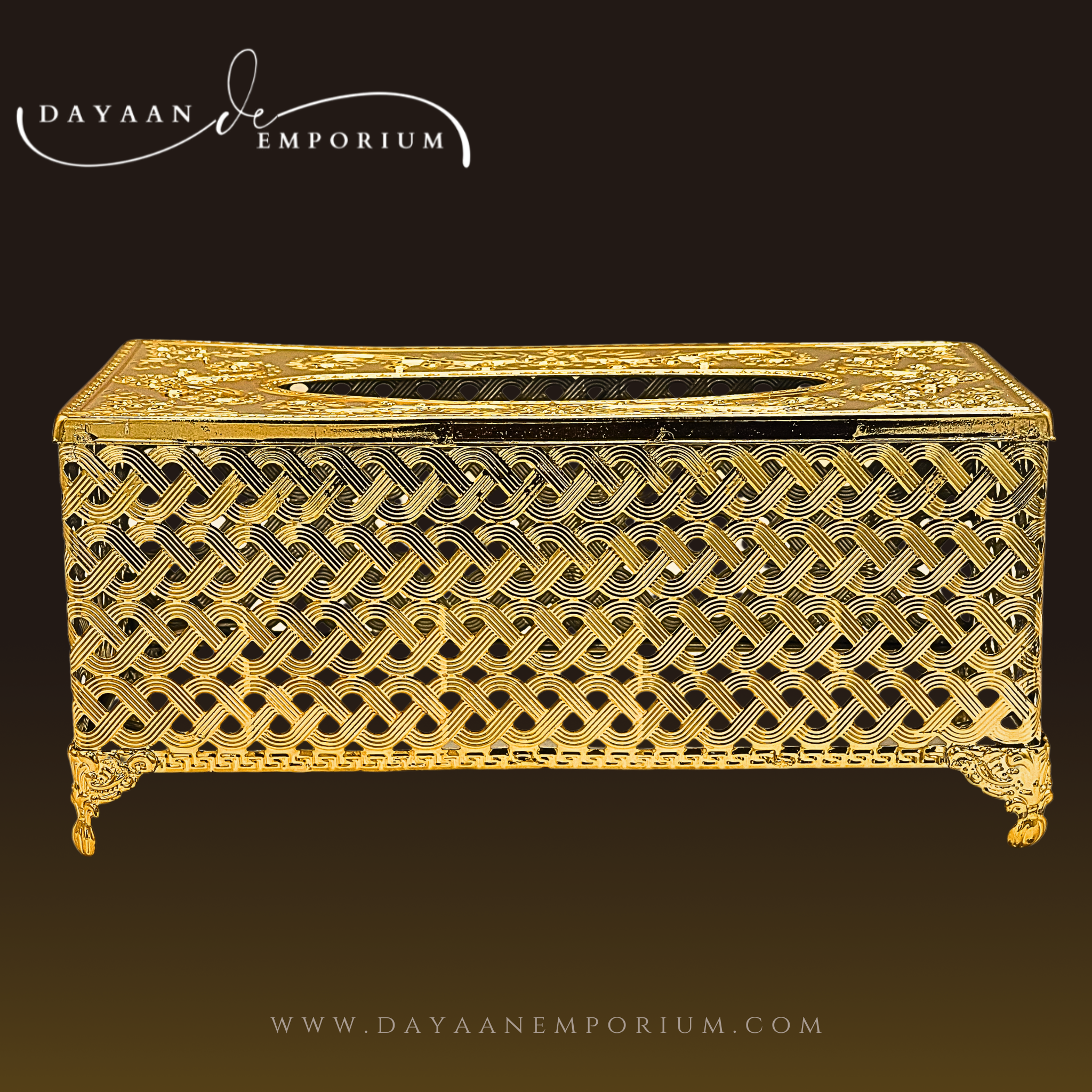 Gold Fancy Plated Dustbin and Tissue Box Set CH 19