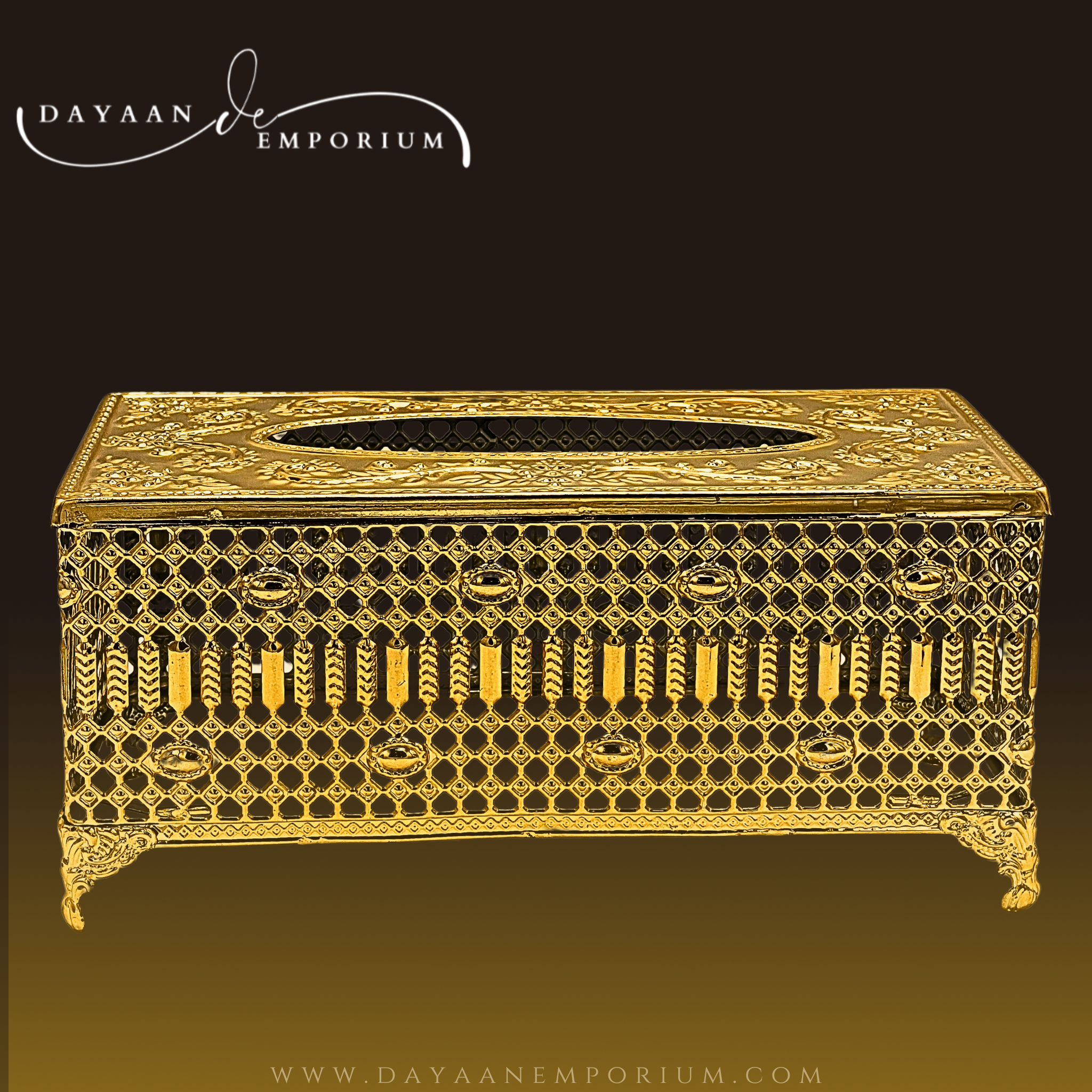 Gold Fancy Plated Dustbin and Tissue Box Set CH 18