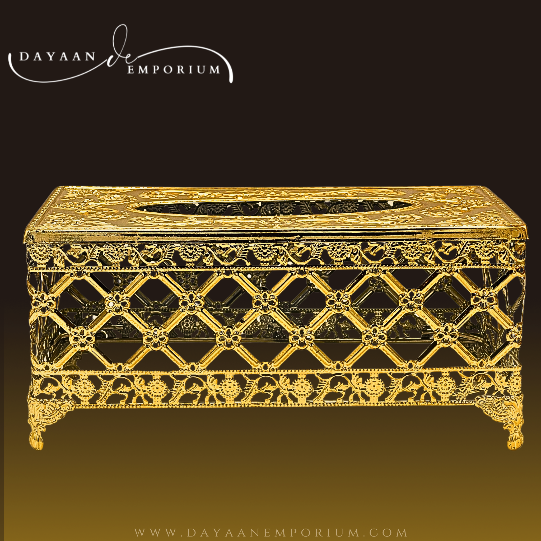 Gold Fancy Plated Dustbin and Tissue Box Set CH 17