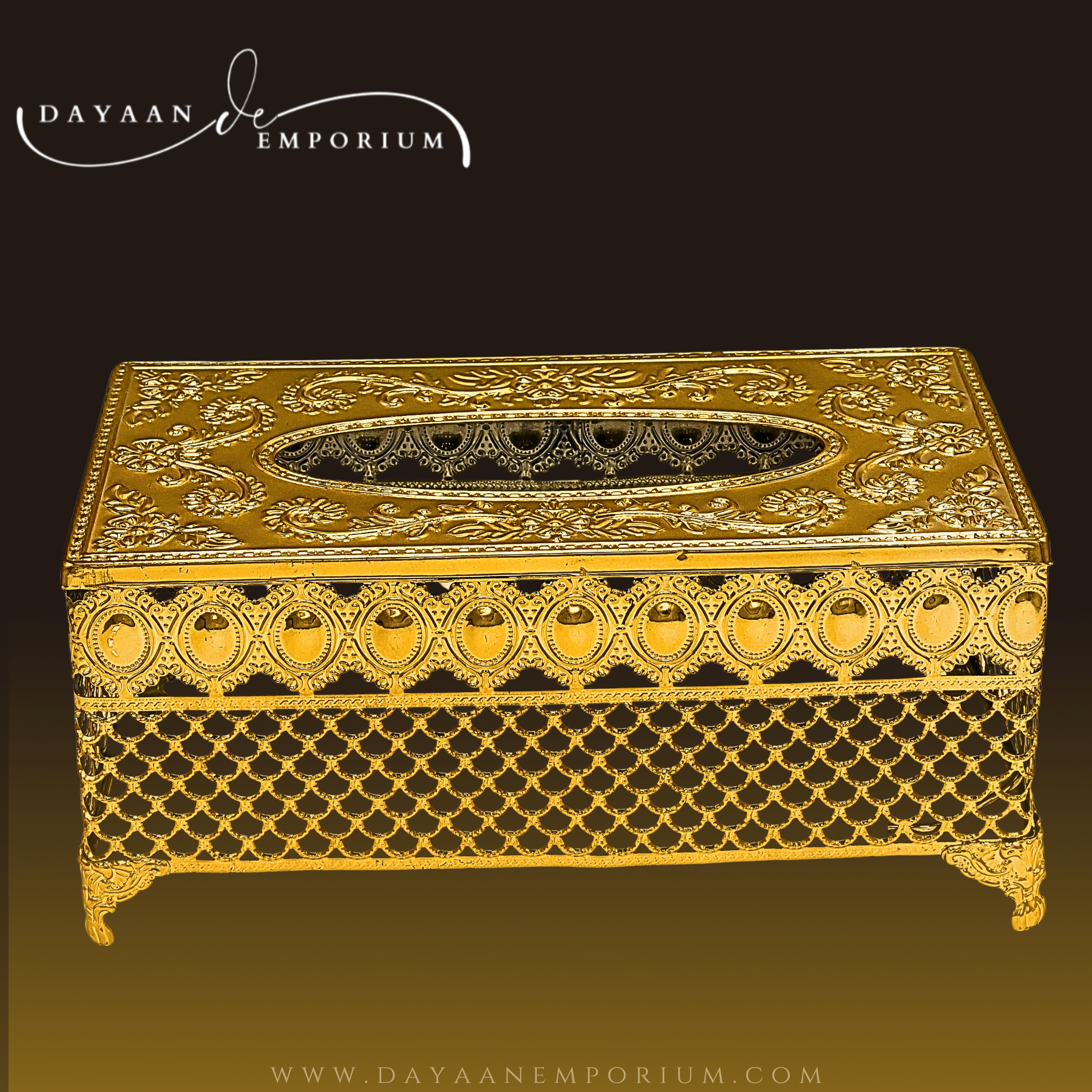 Gold Fancy Plated Crystals Dustbin and Tissue Box Set CH 16