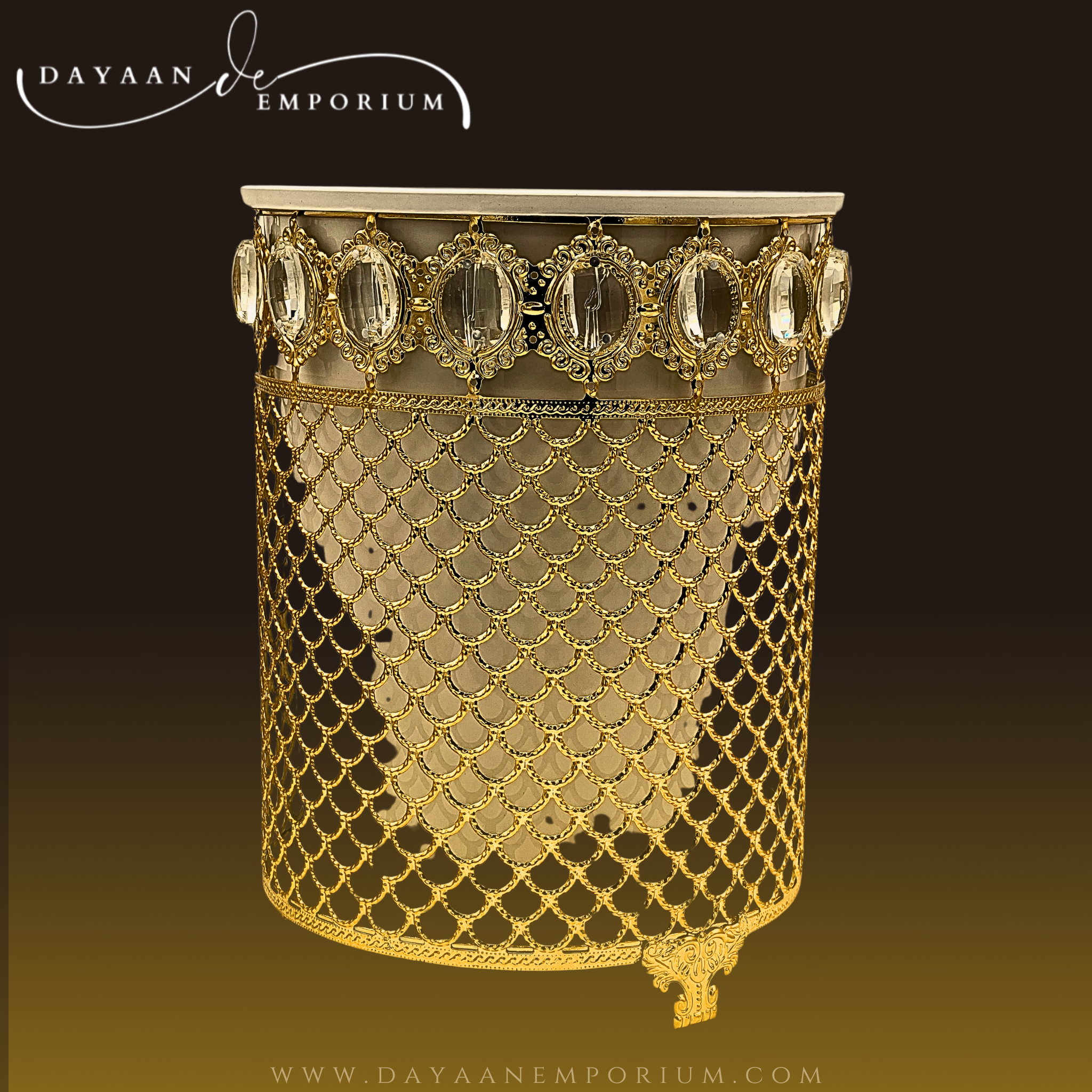 Gold Fancy Plated Crystals Dustbin and Tissue Box Set CH 16