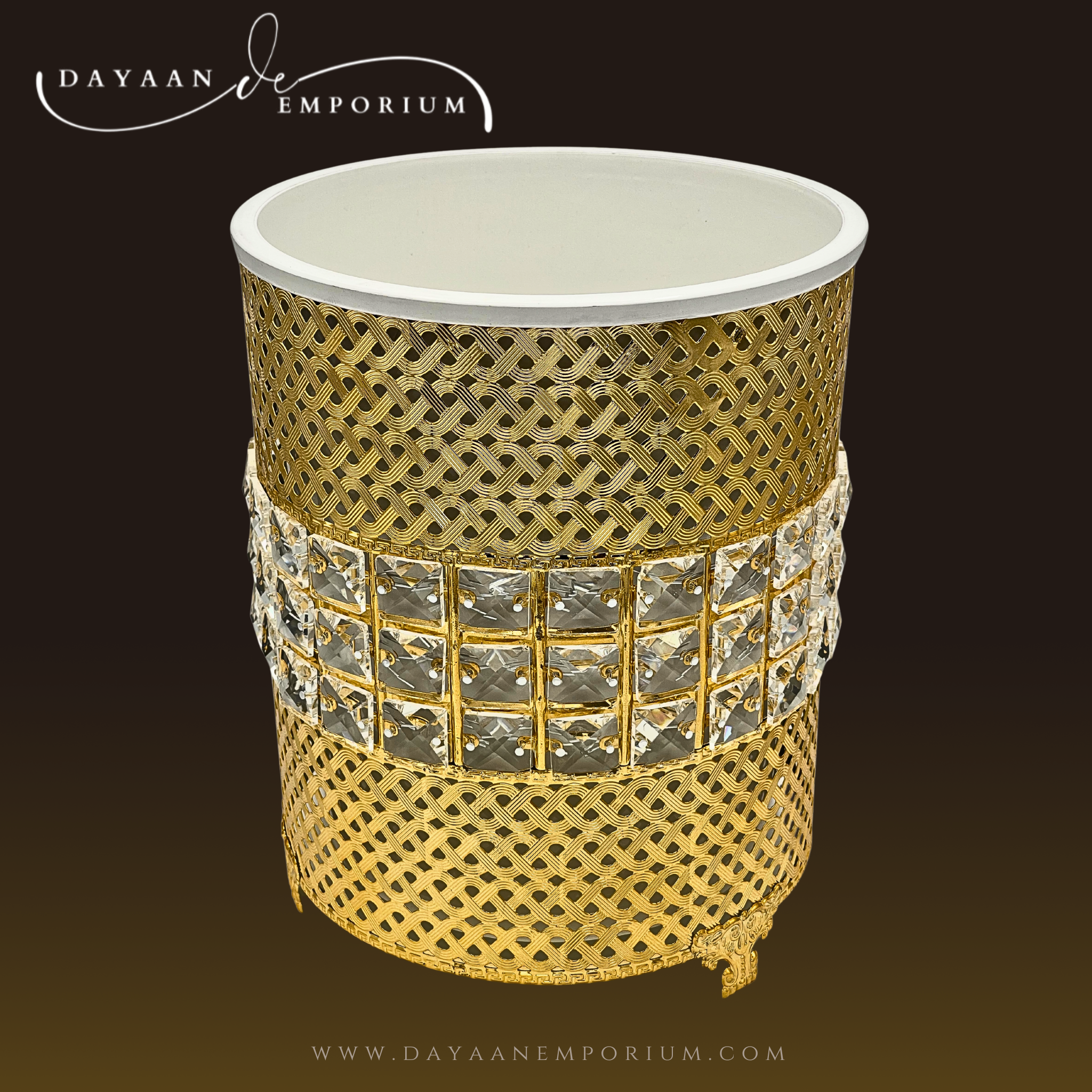 Gold Fancy Plated Dustbin and Tissue Box Crystal Set CH 20