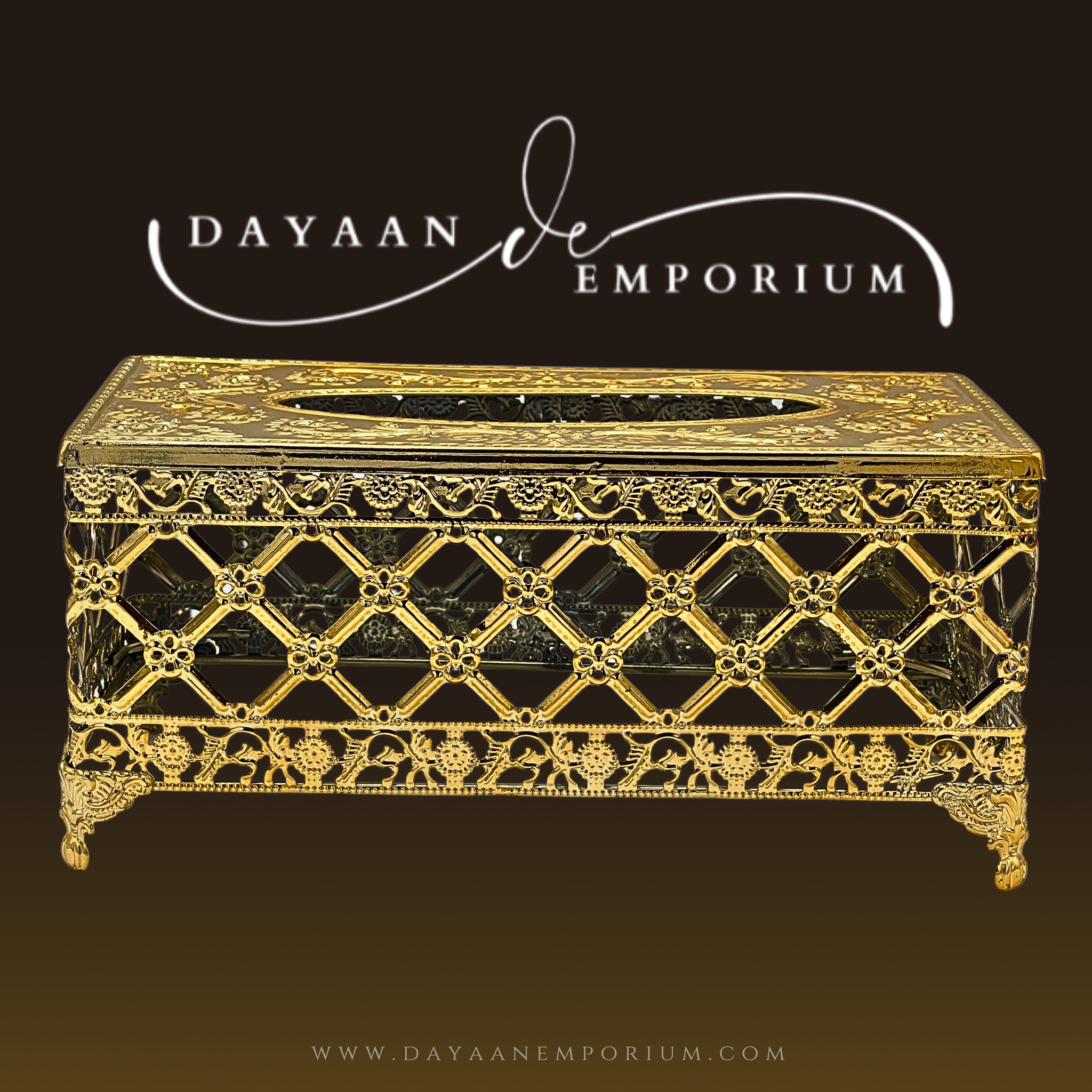 Gold Fancy Plated Dustbin and Tissue Box Crystal Set CH 20