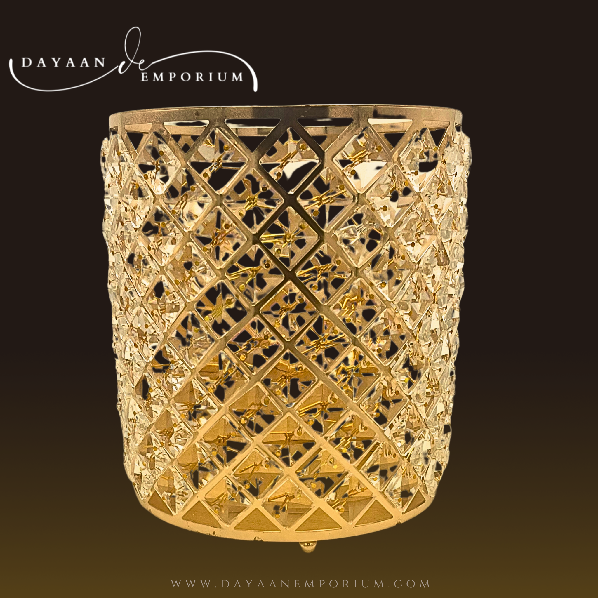 Gold Fancy Plated Crystals Dustbin and Tissue Box Set CH 14