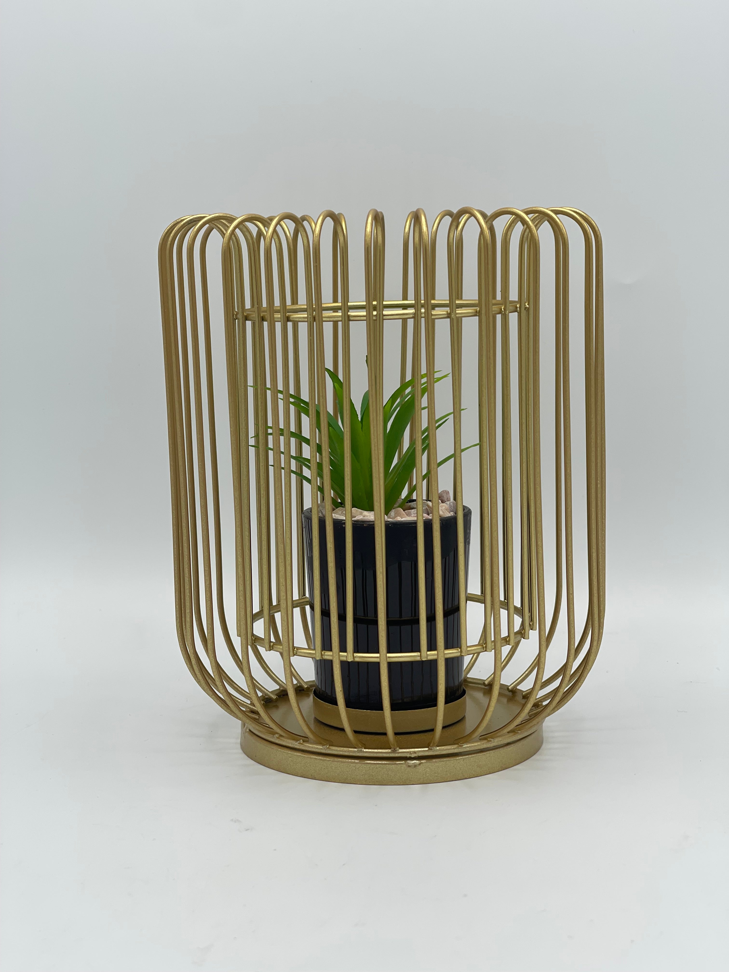 Home Decor Metal Alloy Geometric Cage Style Potted Centerpiece Large RK 5  Size (7x6)