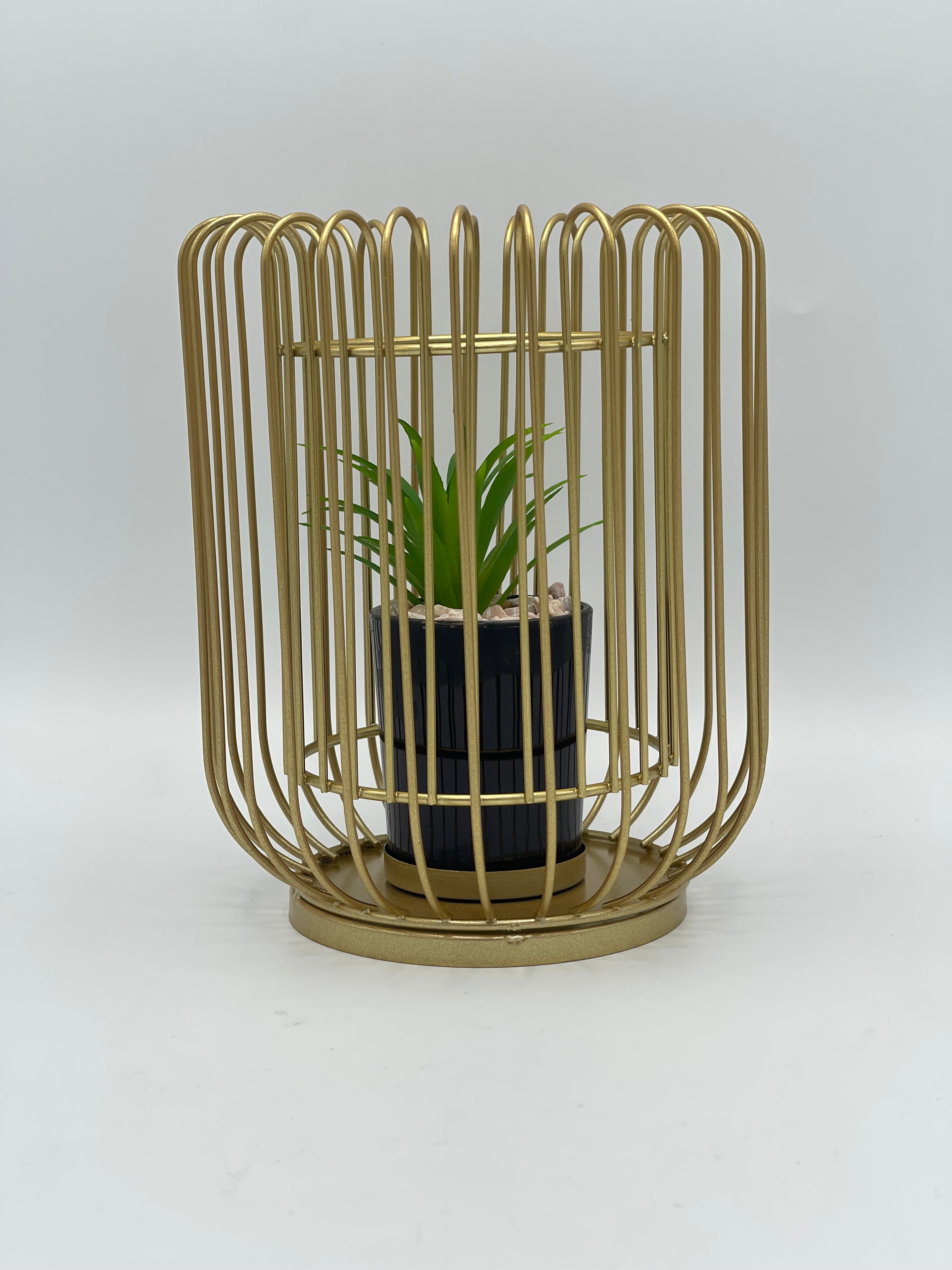 Home Decor Metal Alloy Geometric Cage Style Potted Centerpiece Large RK 5  Size (7x6)