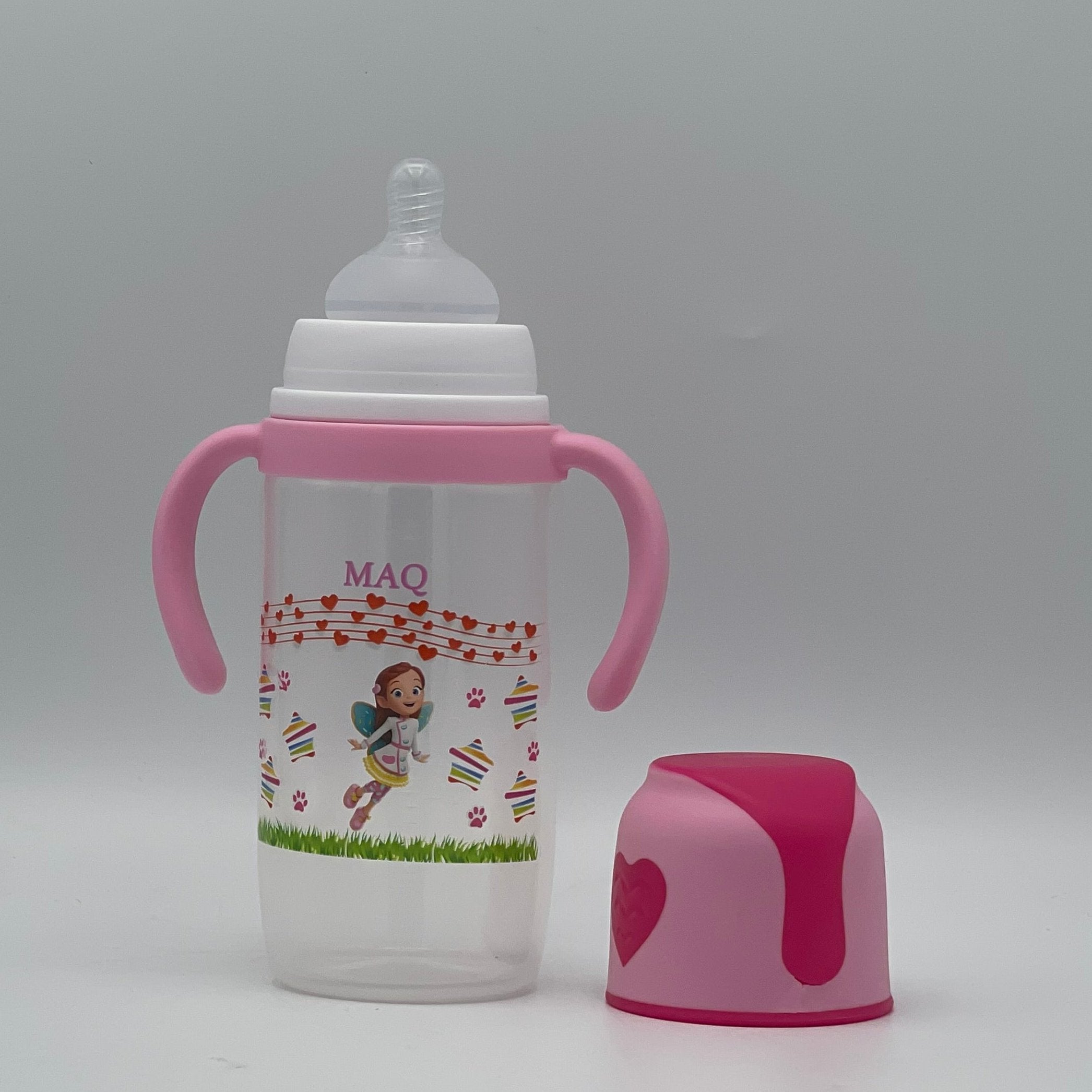 MAQ Wide Neck Feeding Bottle With Handle 330 ml 6 Month+ BF-14