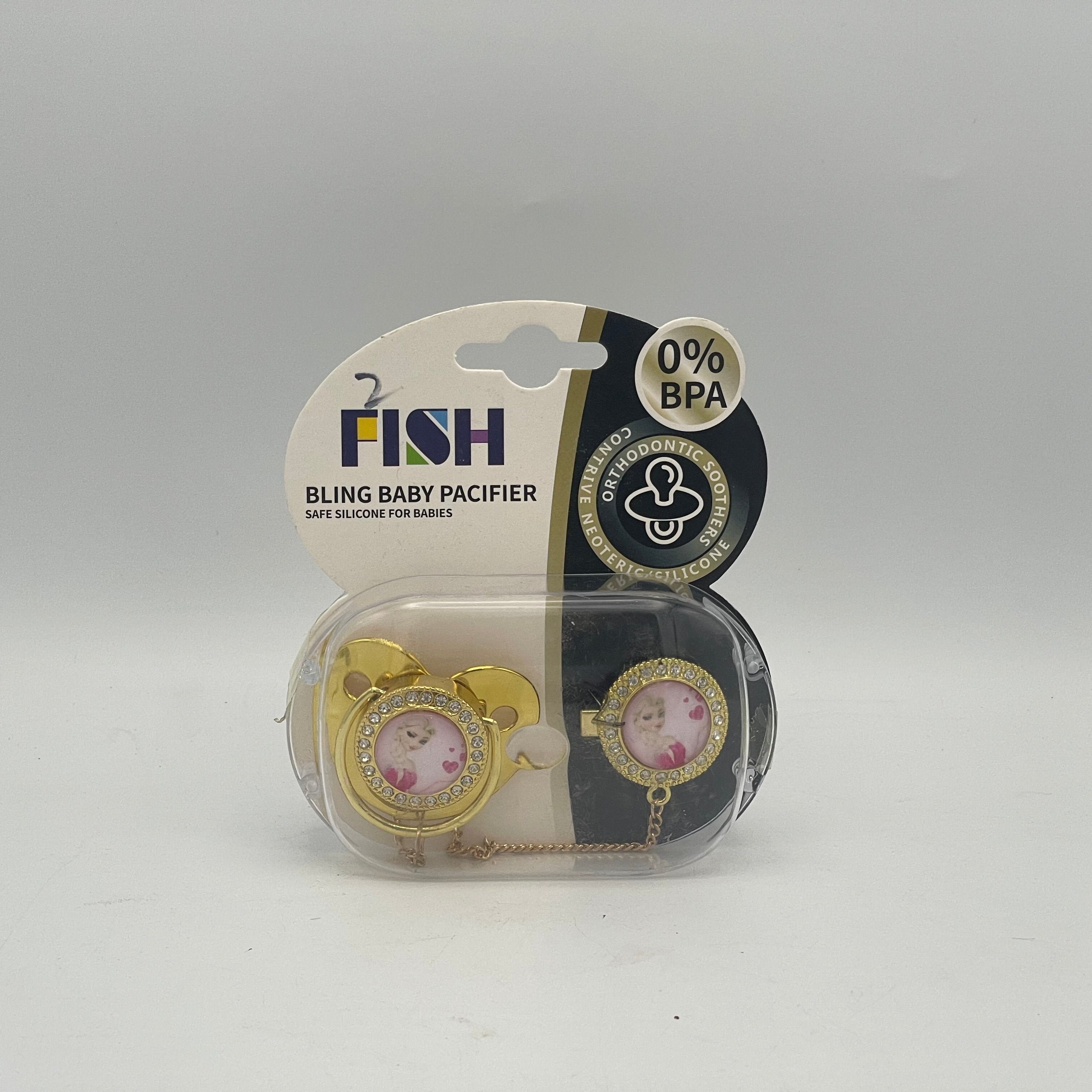 Fish Baby Bling Pacifier With Chain & Clip P-1