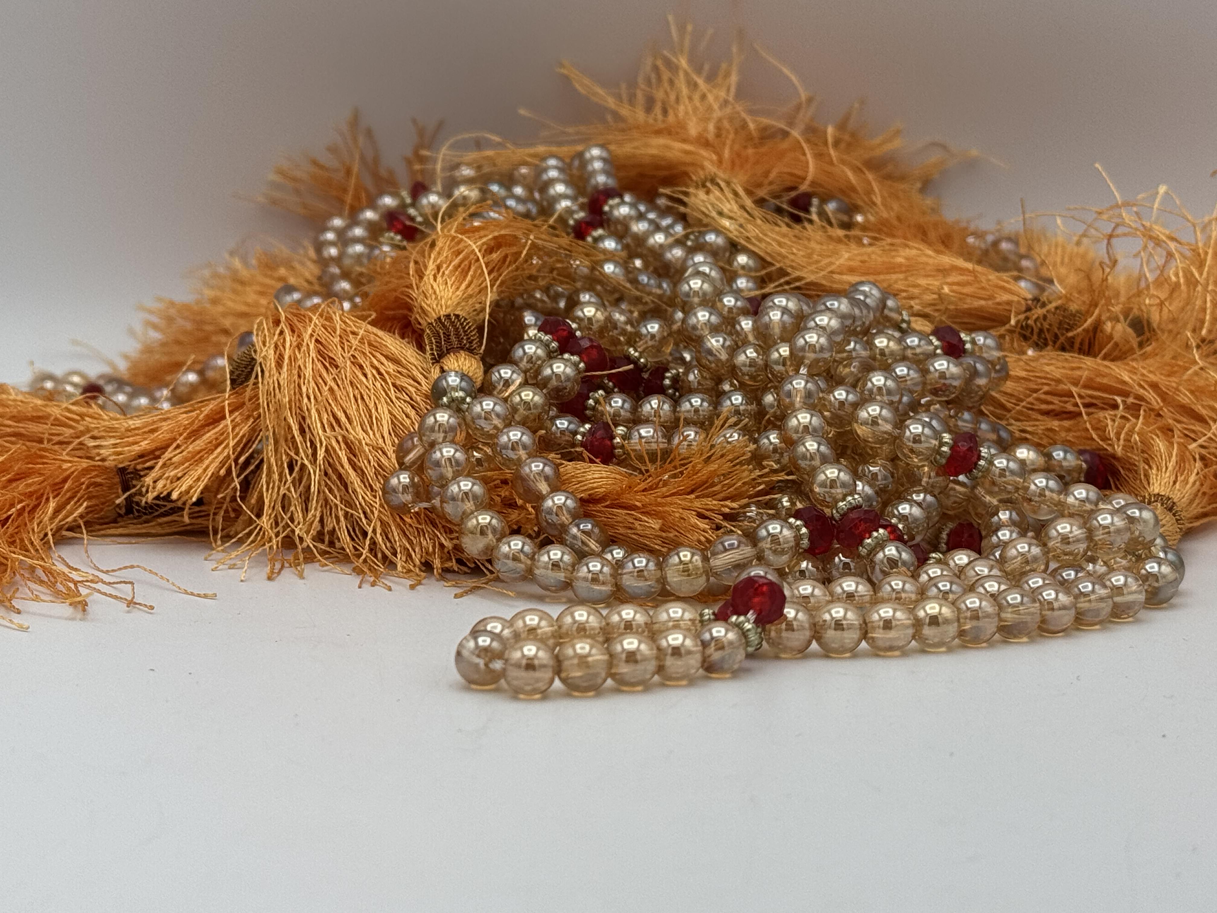 Crystals Fancy Tasbih 33 Beads Golden Colour 12pc