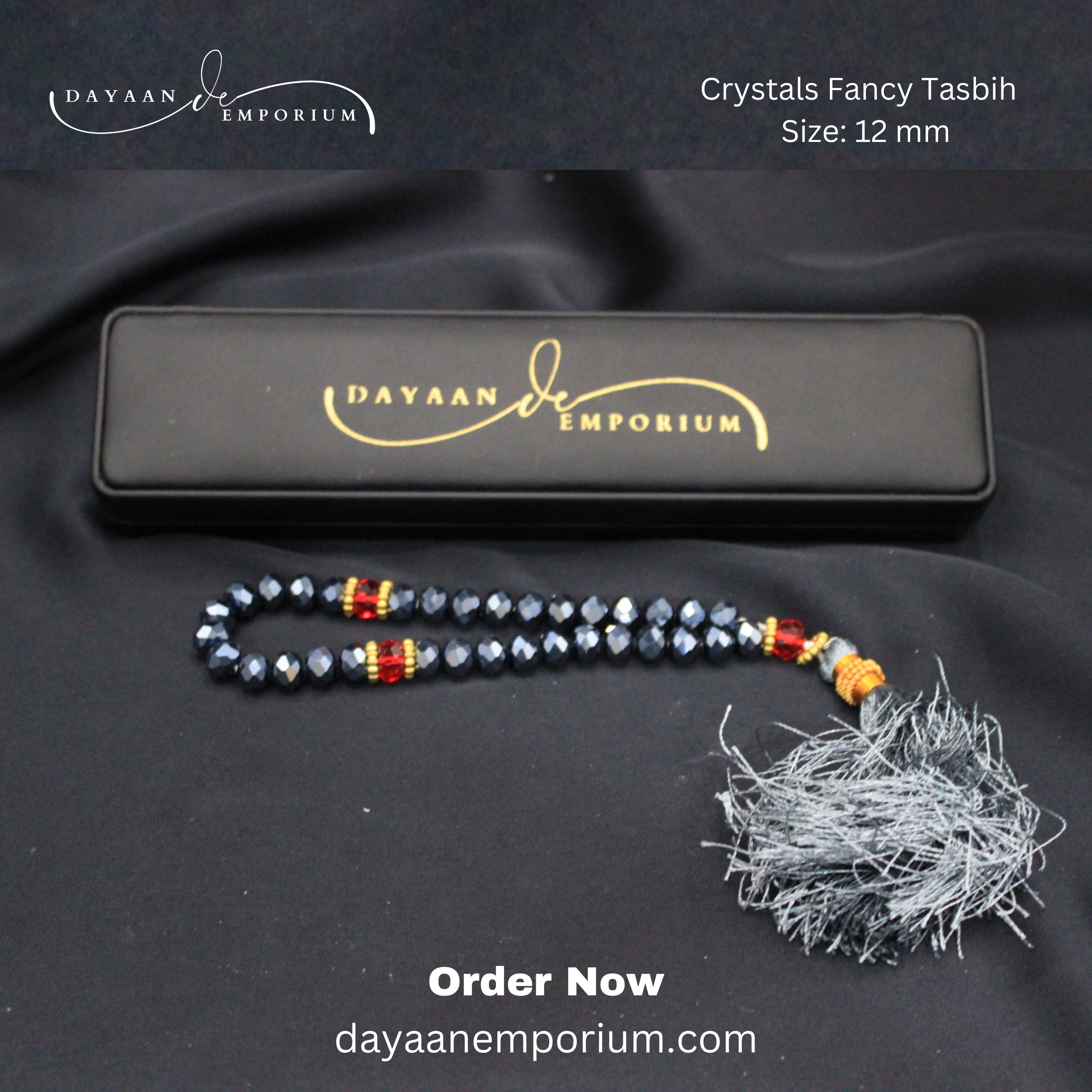 Crystals Fancy Tasbih 33 Beads Gray Colour